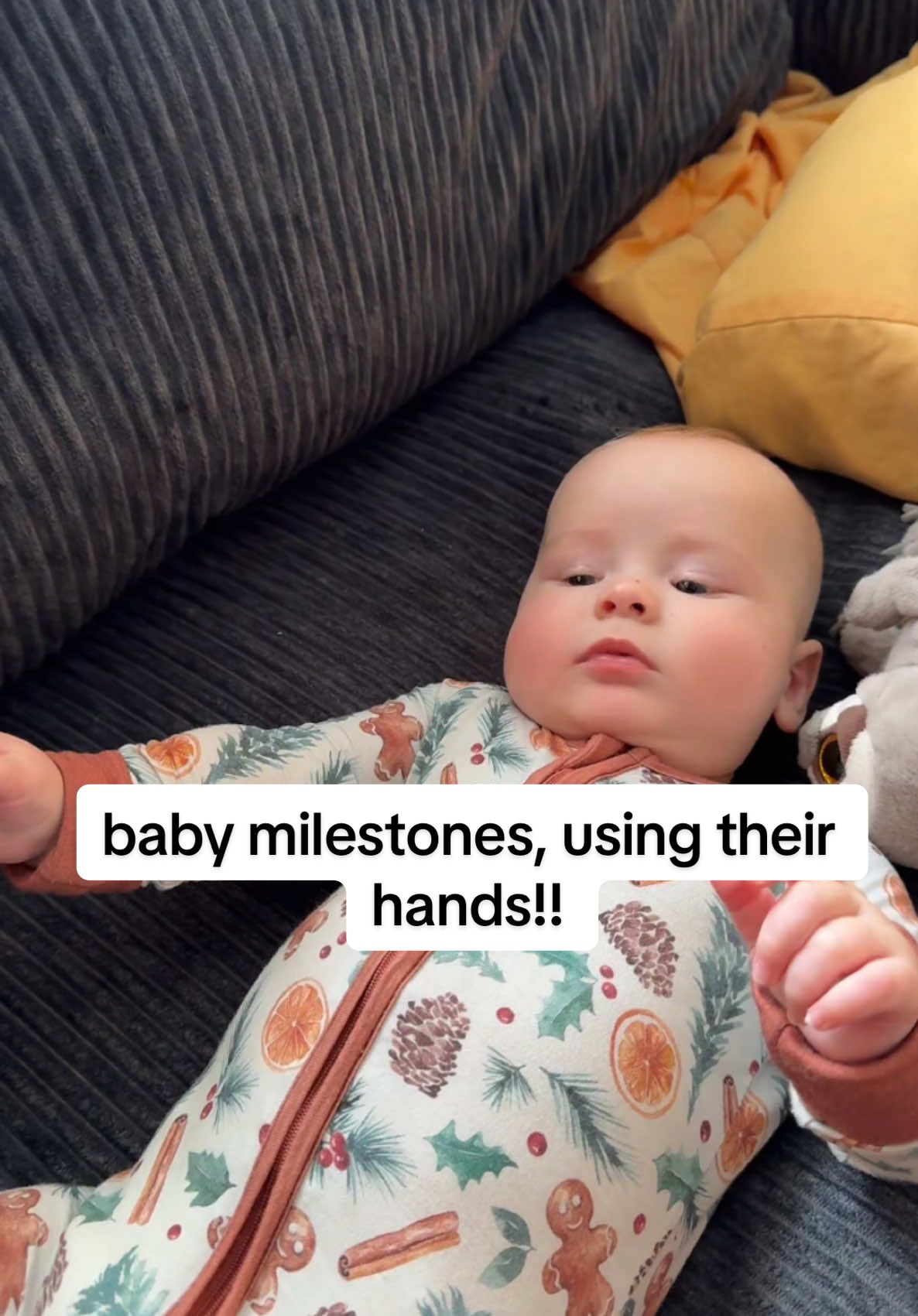 This is for three month old babies, four-month-old babies, five month old babies milestones! How help your baby grab toys and how to help your baby use their hands! Let me know if it works for you! #babymilestones 