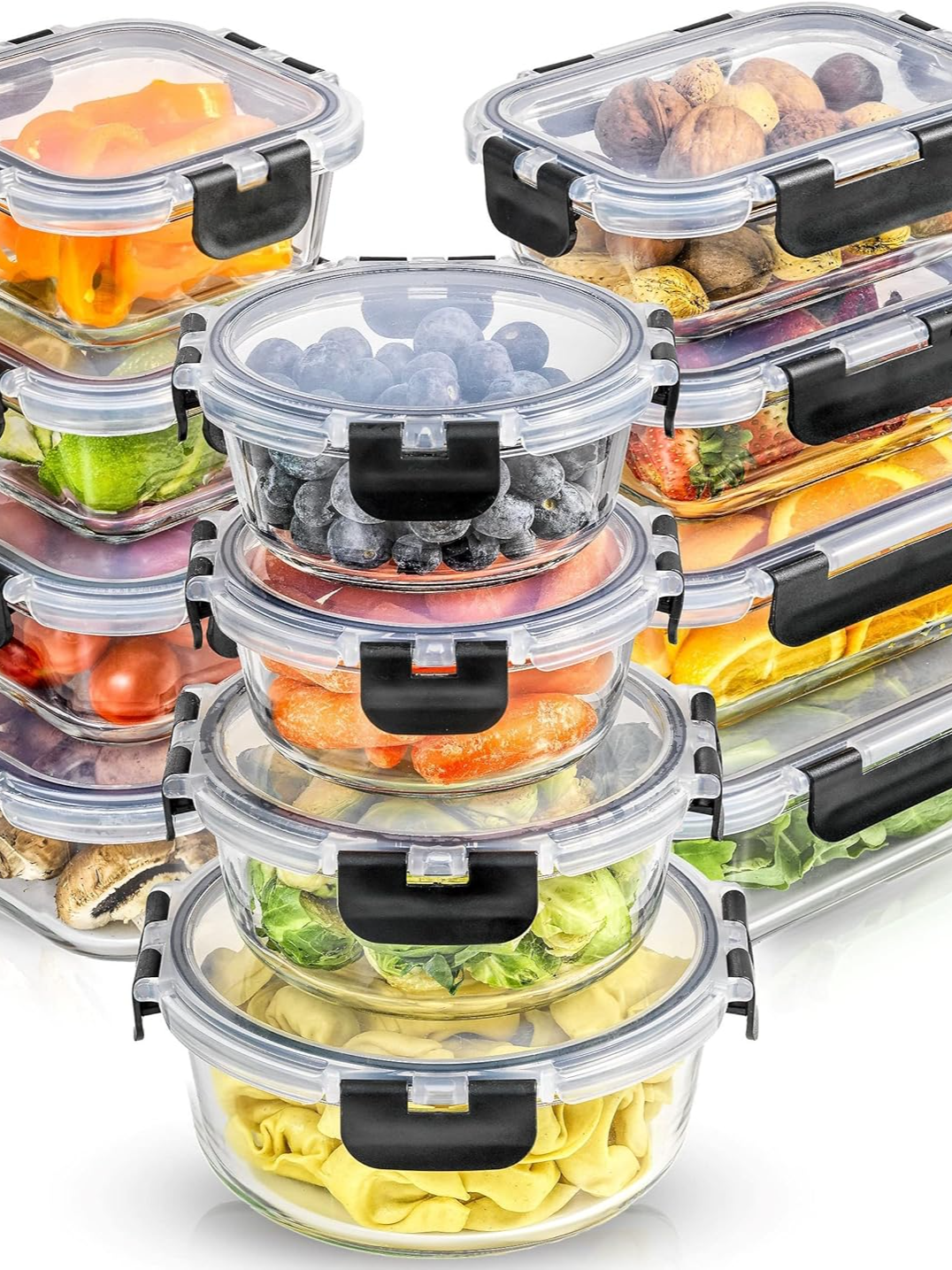 JoyJolt JoyFul 24pc(12 Airtight, Freezer Safe Food Storage Containers and 12 Lids), Pantry Kitchen Storage Containers, Glass Meal Prep Container for Lunch, Glass Storage Containers with Lids Copy and Browsing Amazon https://amzn.to/4fSRKvH @everyany.one