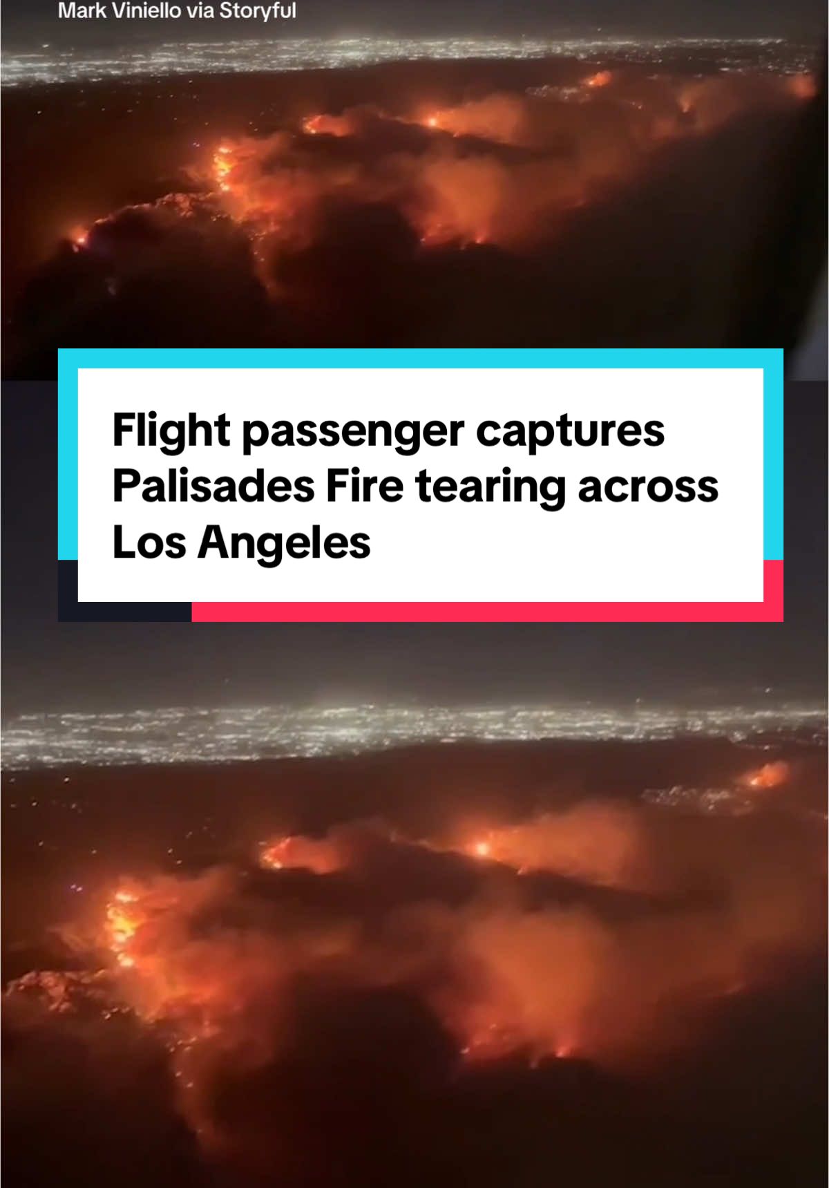 A flight passenger traveling from Denver to Los Angeles captured footage of the Palisades Fire tearing across neighborhoods as the plane was making its descent into Los Angeles International Airport. The plane was originally going to land in Burbank, but was diverted to LAX. There are now four major wildfires across the Los Angeles area, including the Palisades Fire which has grown to more than 10,000 acres. #news #PalisadesFire #fire #wildfire #losangeles #california #southerncalifornia 