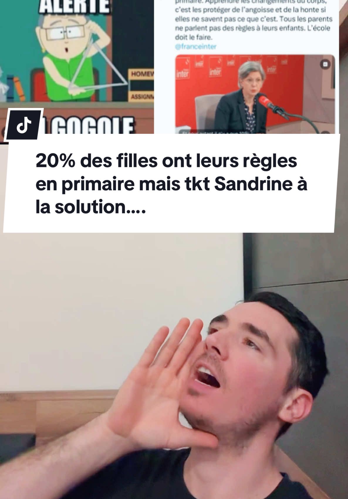 20% des filles ont leurs règles en primaire mais tkt Sandrine à la solution…. #france #actualité #pourtoi #pourtoii #fille #ecole 