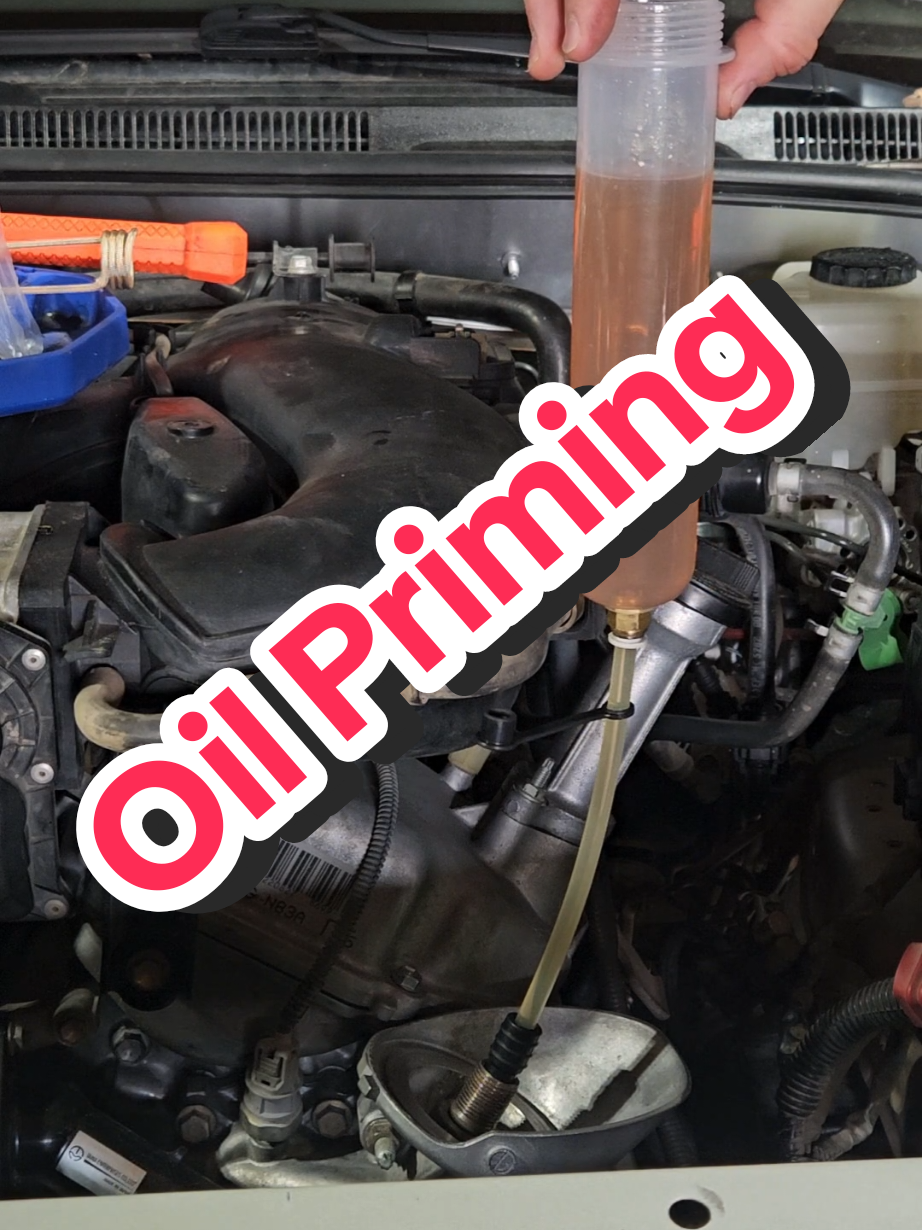 Priming the engine for her first start since being put back together. #engine #oil #firststart #prime #4runner #tacoma #toyota #prolube #fvp #oilpump #crank #enginestart #purolator #jakesohvadventures 