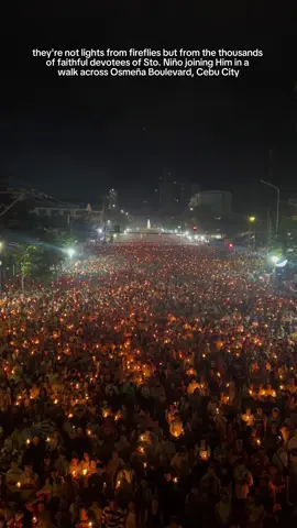 The firefly-like lights from the thousands of faithful devotees of the Holy Child, Sto Niño joining him in a Penitential Walk with Jesus on the First Day Novema of the 460th Fiesta Señor. 🕯️#church #cebu #stoniño #stoniñodecebu #fiestaseñor #sinulog #460thfiestaseñor #basilica #bsmndecebu #gozos #penitentialwalkwithjesus #cebuano #sinulog2025