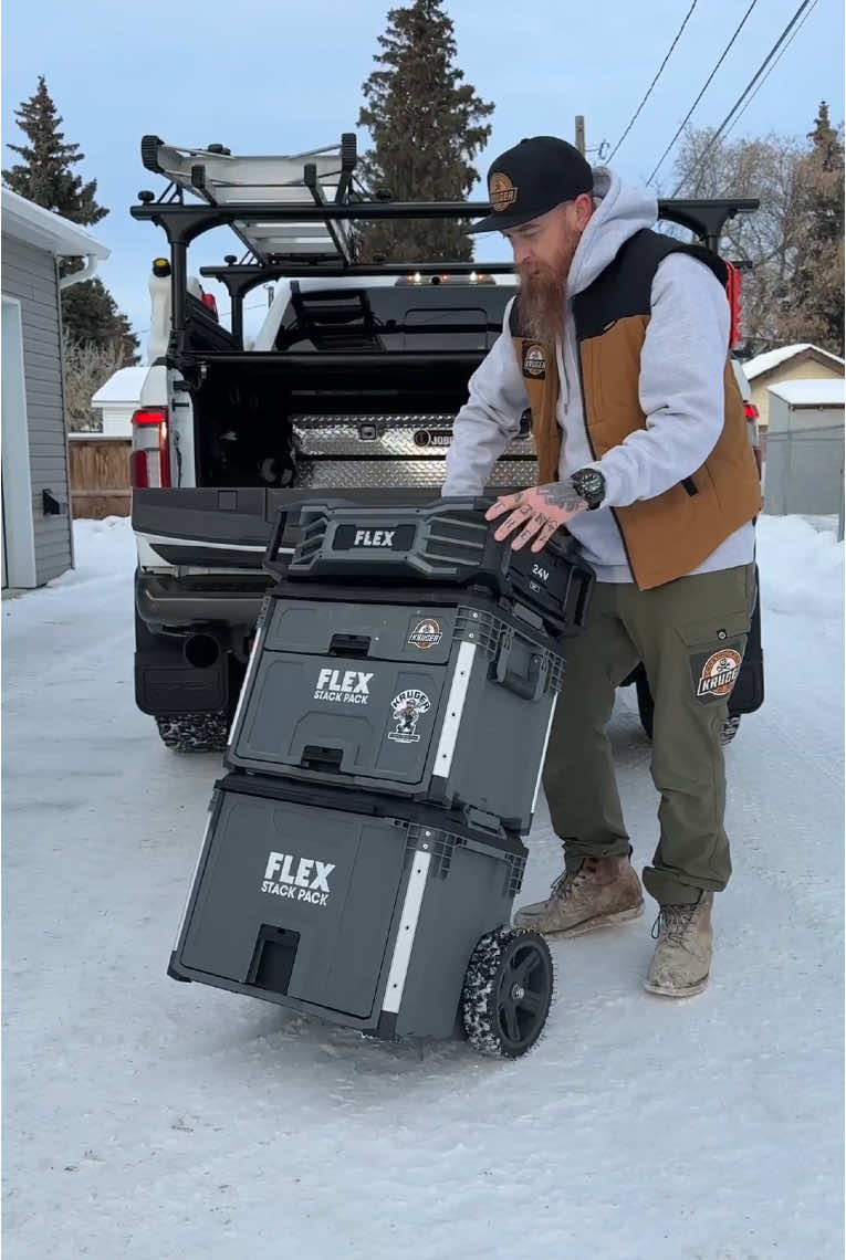 A couple new additions to the Stack Pack lineup • First is the Radio, it has 360 sounds 150ft Bluetooth range and a IP64 weather resistance. It can run off a battery or be plugged it to charge the battery and devices through the onboard usb and usb c. • Next is the rolling box with the big slide out drawer, I’ve really became a fan of having drawer light this, you can keep the stack all together on a job and still access everything • Don’t forget that the handle comes off so you can fit it under the tonneau cover @FLEXPOWERTOOLSNA  . . . #tools #construction #flexpowertools #flexstackpack #stackpack #organization