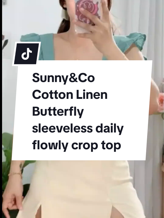 #Sunny&Co Cotton Linen Butterfly sleeveless daily flowly crop top #croptop #sleeveless #trendingnow #fypppppppppppppppp #fypdongggggggg 