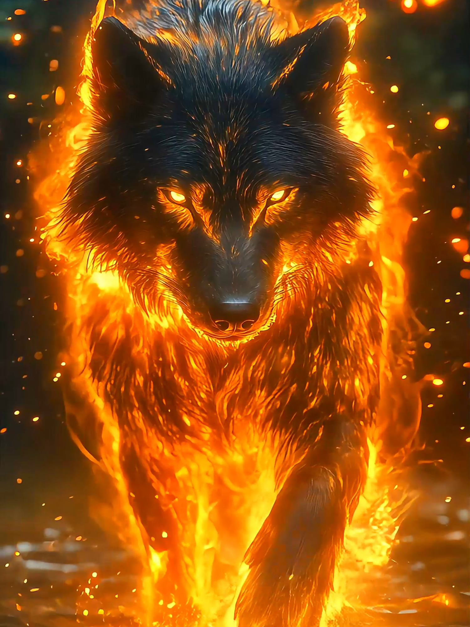 Live Wallpaper 4k Wolf :  🔥🐺 Discover the power and majesty of this fiery wolf crossing through the waters! A breathtaking fusion of nature and fantasy. #wolf #livewallpaper4k #2025 #Powerful #Epic #ai #midjourney