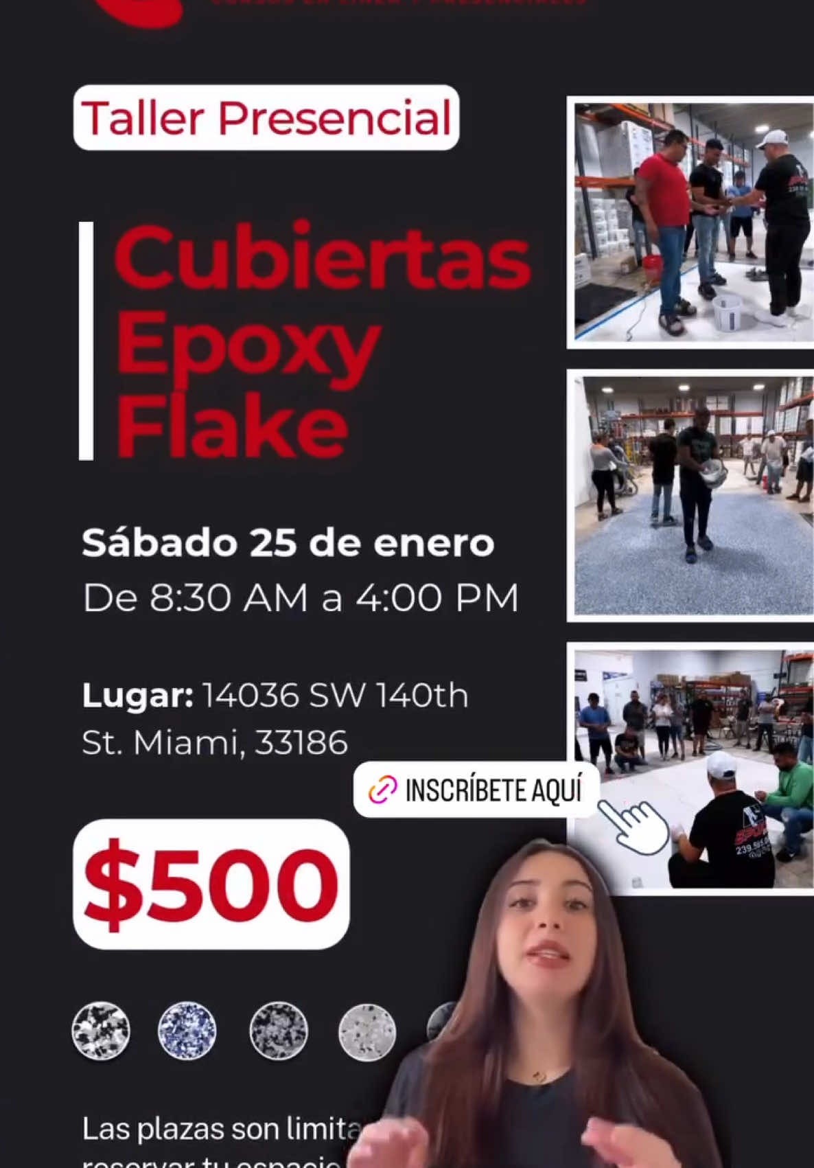 Curso presencial Cubiertas Epoxy Flake. Sabado 25 enero en miami, cupo limitado, mas información en www.epocy239.com #Epoxy239 #garageepoxy #epoxy #epoxy239 #epoxyflake #farageepoxy 