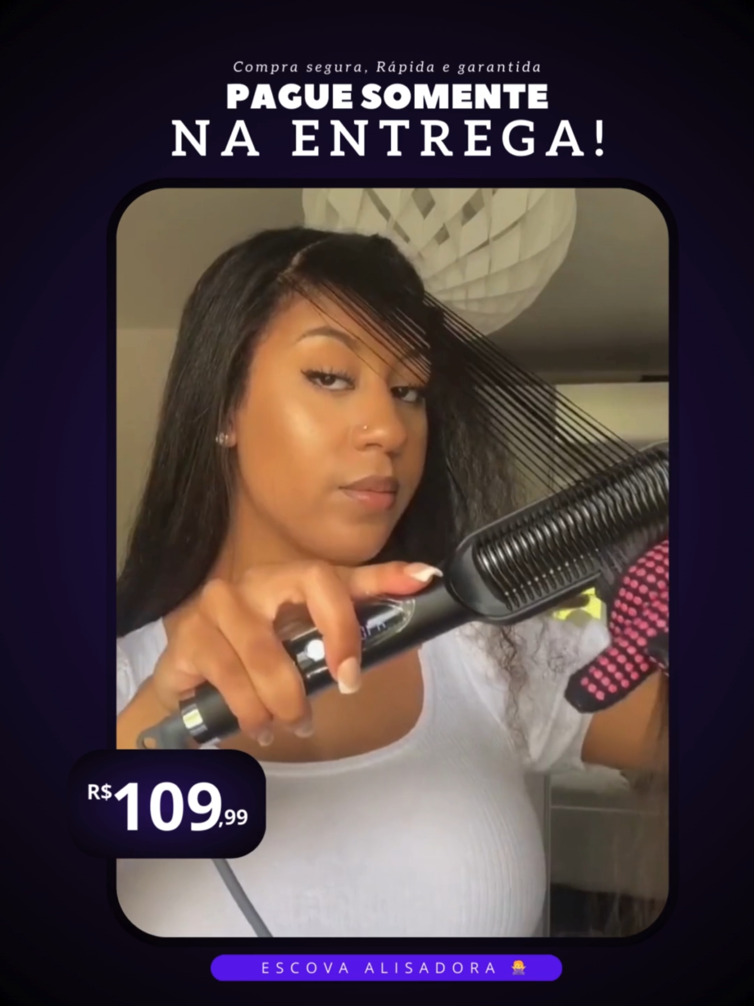 Chegou a Escova 3 em 1! Seca, alisa e modela em minutos, deixando seu cabelo com brilho e menos frizz. Garanta a sua agora!⚠️Pague apenas quando receber!