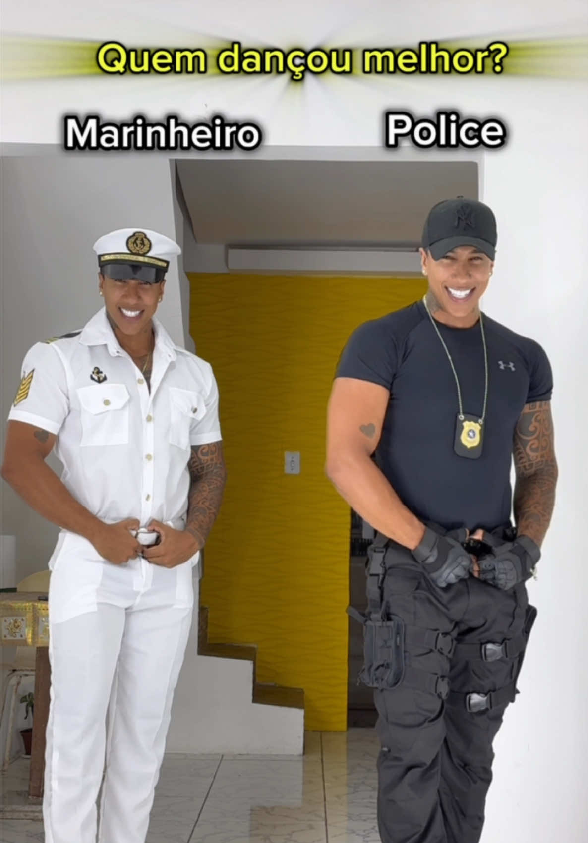 E aí MARINHEIRO OU POLICE?⚓️👮🏾 #gemini #sailor #police 