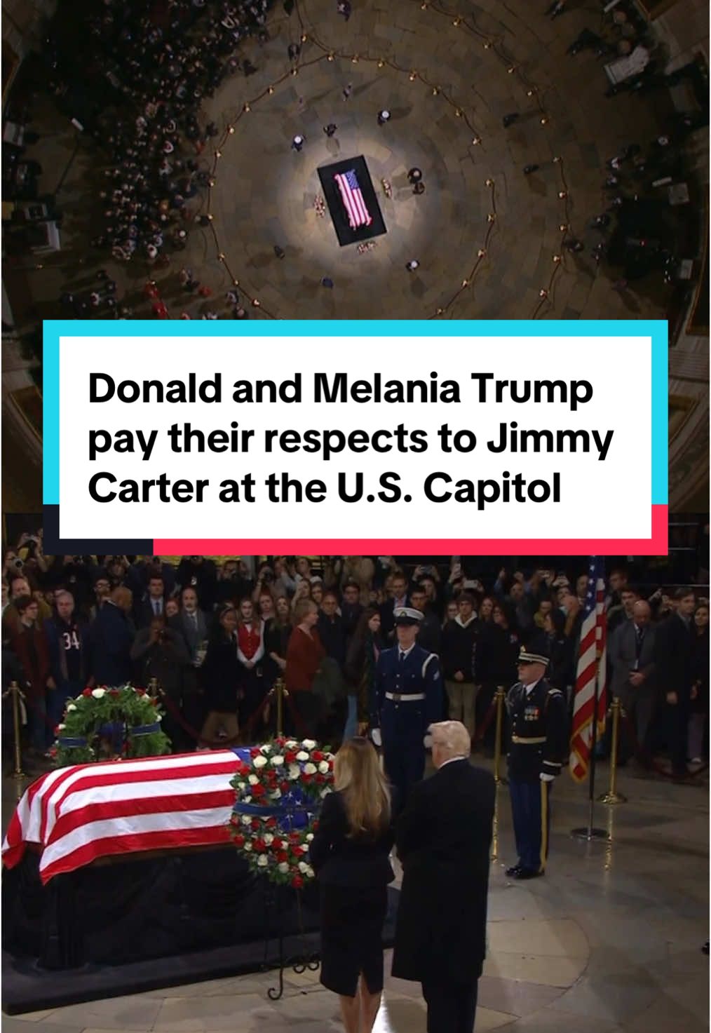 President-elect Donald Trump and Melania Trump pay their respects to former President Jimmy Carter inside the U.S. Capitol Rotunda ahead of attending Carter's state funeral Thursday morning. #trump #melania #jimmycarter 