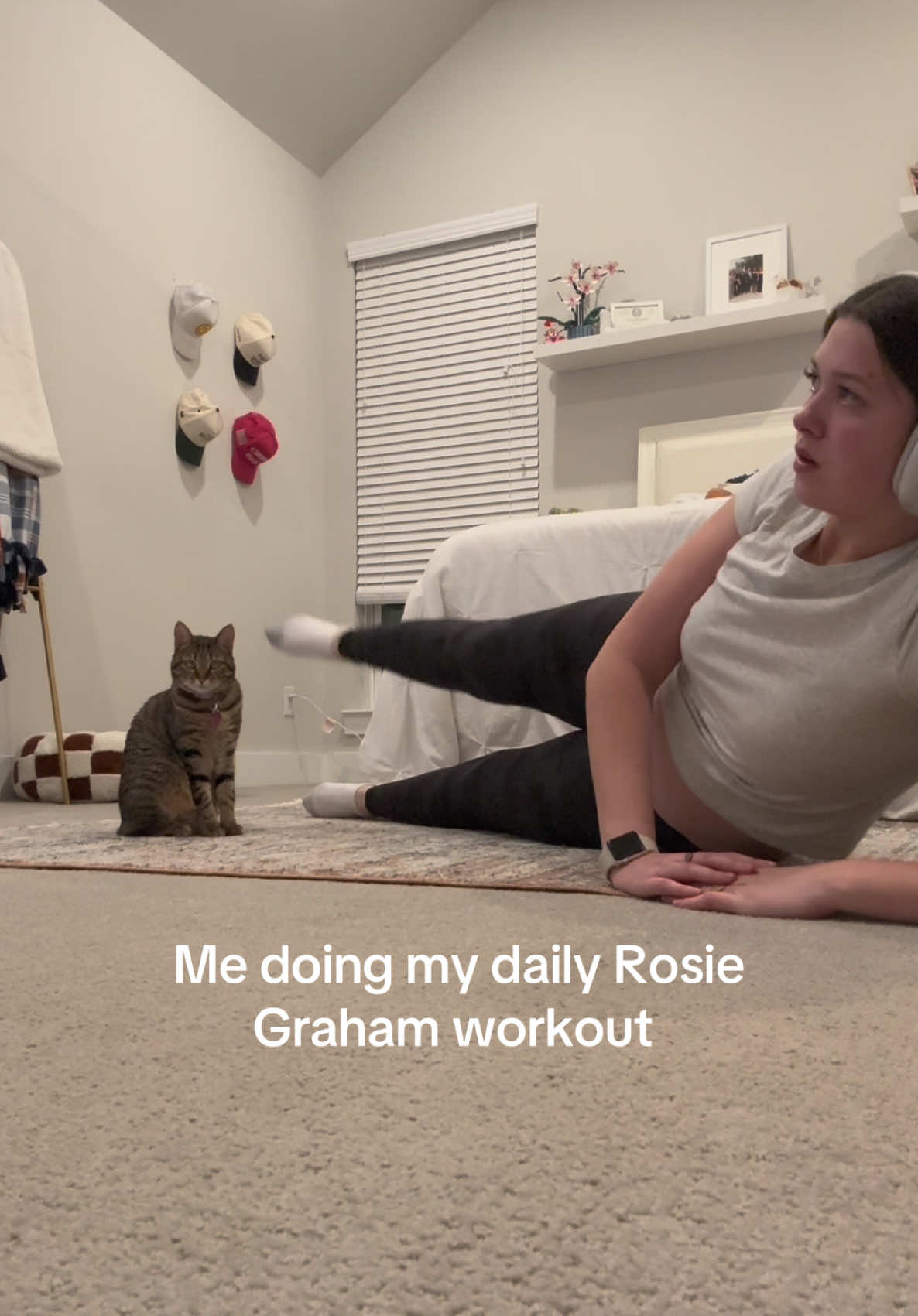 Mind your business #rosiegraham #rosiegraham30daychallenge #pilates #fitnessmotivation #catsoftiktok #tabbycat 