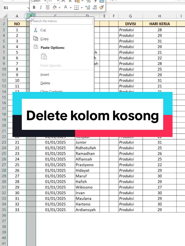 Hapus kolom kosong #excel #trick #tips 