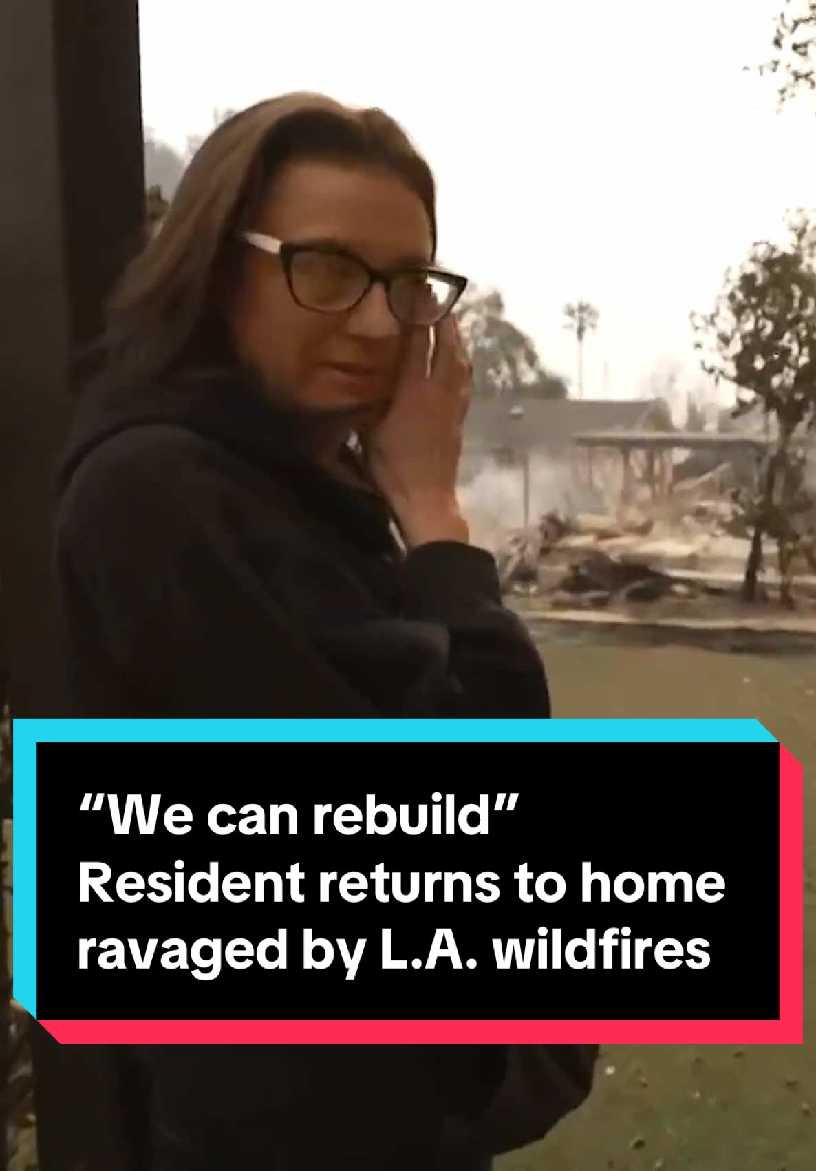 NBC News’ Steve Patterson speaks with an Altadena, California resident minutes after she discovers that her home has been destroyed by the wildfires sweeping through Los Angeles. “Everybody got out safe. That's all that matters. So we can rebuild,” she said. #losangeles #wildfires #california #emergency #news 