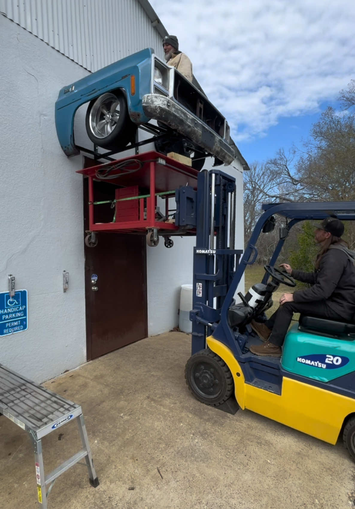 We got the whatever year C10 front clip awning installed above the door at #thejourneyhq #c10trucks 