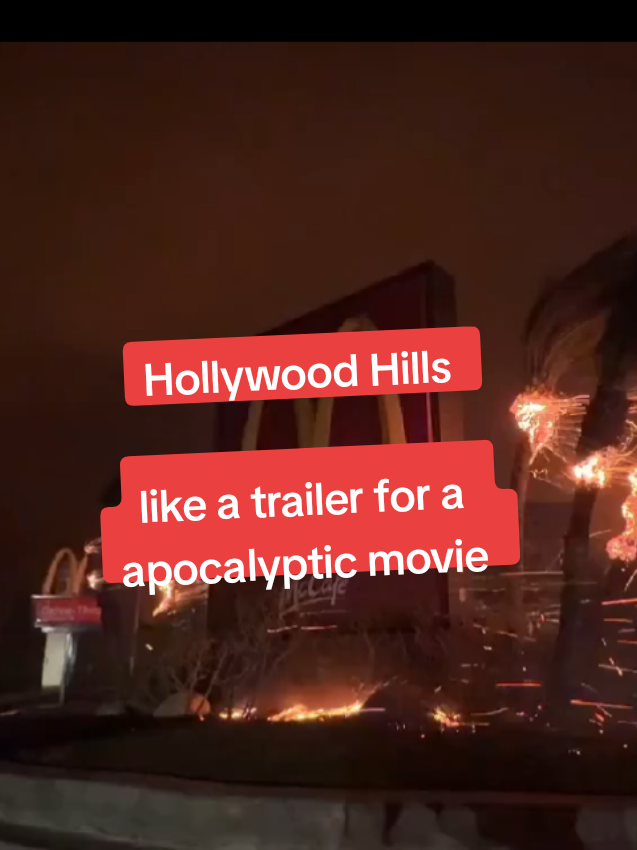 Hollywood Hills  like a trailer for a apocalyptic movie #SunsetFire #wildfire #LosAngeleswildfire #palisadesfire #eatonfire 