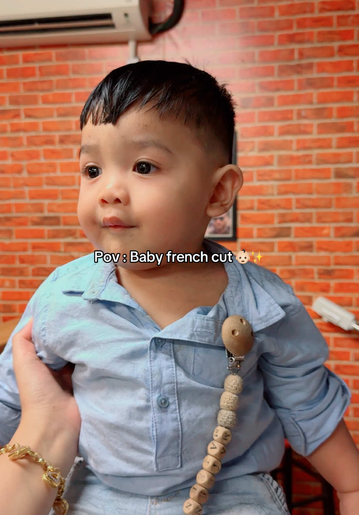 New hair cut for mateen 😍✨👶🏻🖤 Muka mengantok sangat 😅 #baby #haircut #babyhaircut #frenchcut 