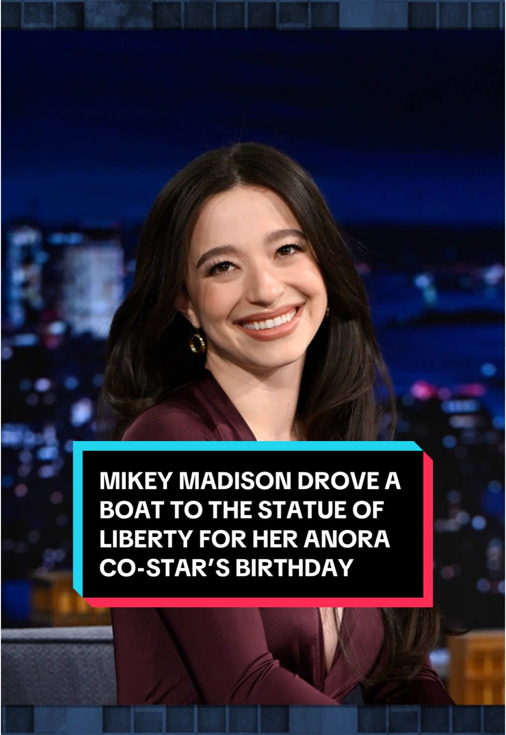 Mikey Madison drove a boat to the Statue of Liberty for her Anora co-star Mark Eydelshteyn’s birthday 🤣 #FallonTonight #TonightShow #MikeyMadison #Anora #JimmyFallon 