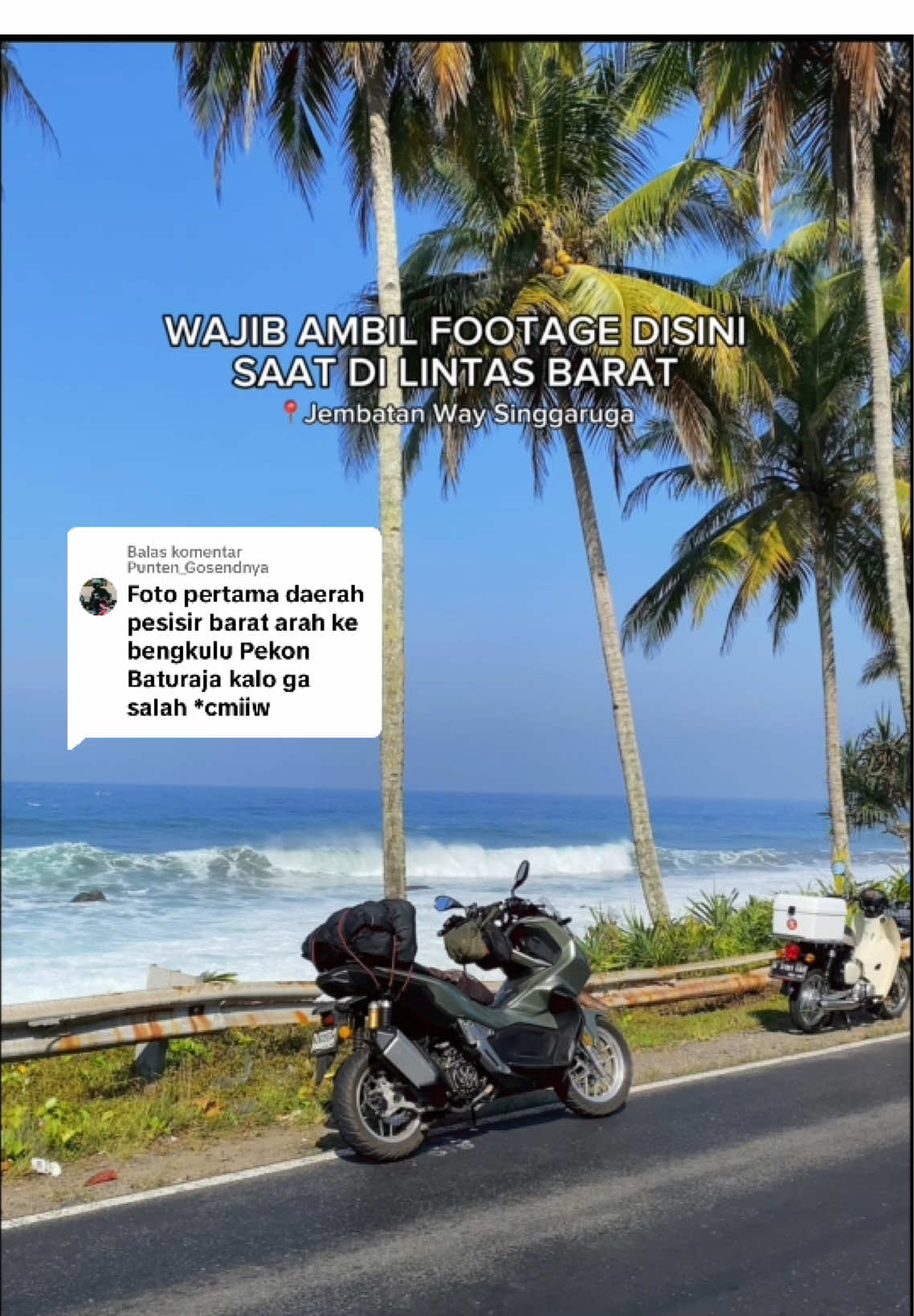 Membalas @Punten_Gosendnya Nah bener banget bang,salah satu spot yang ga boleh di skip,view aslinya ga ada obat 😍 #lintassumatra #pesisirbarat  #pantailintasbaratsumatera #adv150 #maticindonesia #lintasbaratsumatra #forryoupage