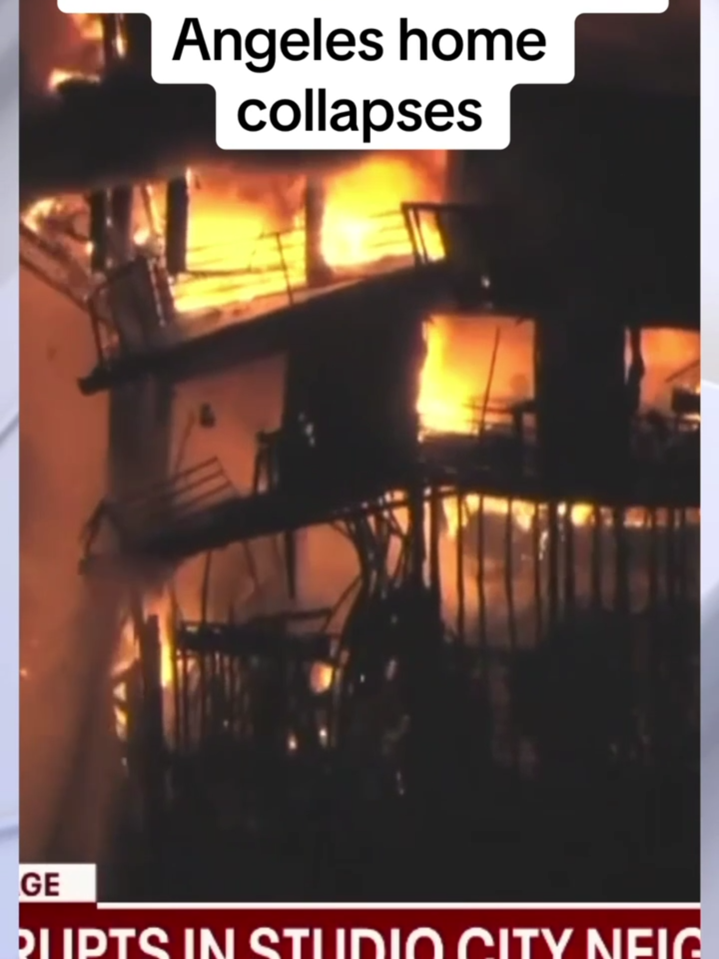 A home in the Studio City neighborhood in the Los Angeles area collapsed live on air due to a new fire that erupted as crews work to battle multiple other fires blazing in the region.  Crews are also still battling the Palisades fire currently burning at 15,800+ acres and is 0% contained. Firefighters are also responding to the Eaton, Hurst, Sunset, and Lidia fire.