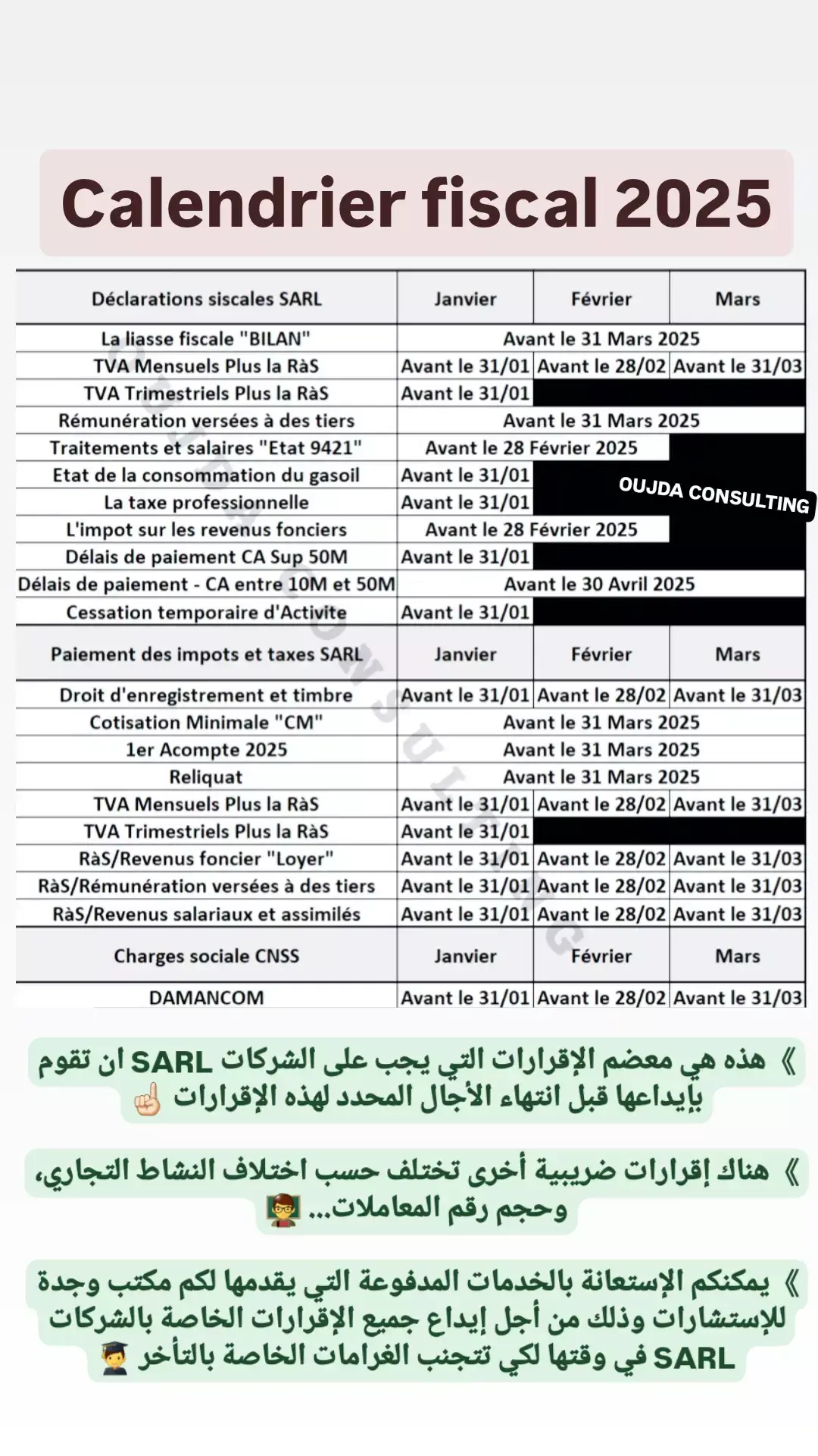 #Période_fiscale_2025 #SARL #SARL_AU #oujda_consulting 