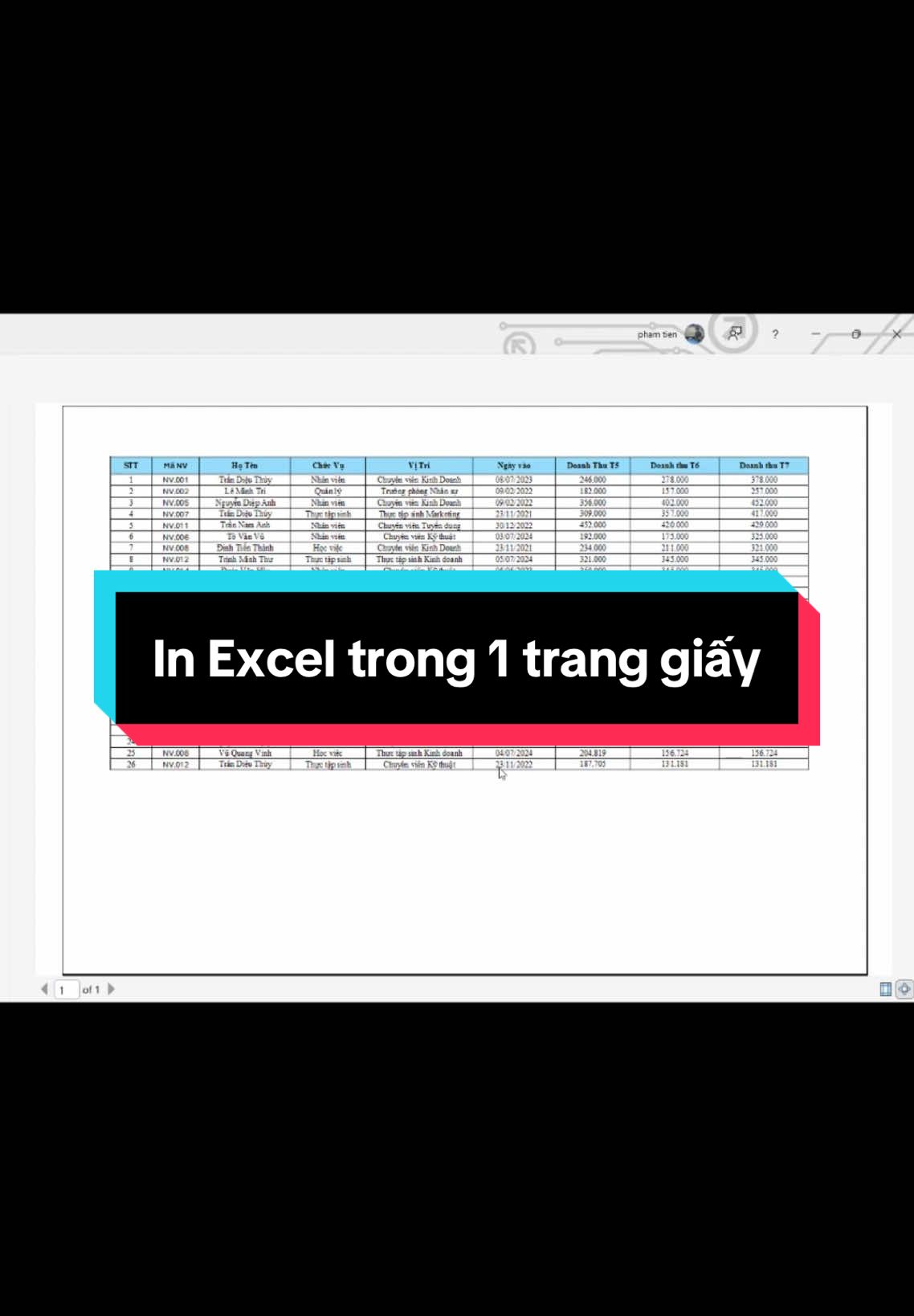 Cách in Excel trong 1 trang giấy #word #excel #tinhocvanphong #sachtinhocvanphong #LearnOnTikTok