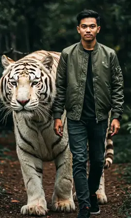 Pria berjalan bersama Harimau part-7 @gusti_bangalo  #harimau #macanputih #maungbodas #whitetiger #tiger 