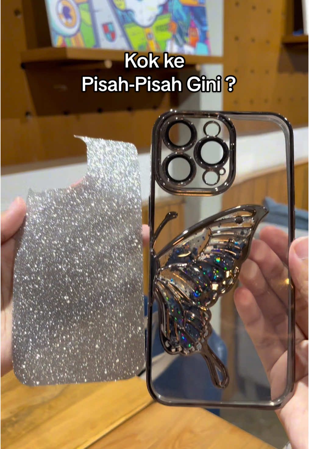 Jangan Panik, Butterfly Glitter bisa 2 Look Case‼️‼️#fyp #rekomendasicase #glitter #kupukupu #aesthetic #casehp #wibgajian #racuntiktok 