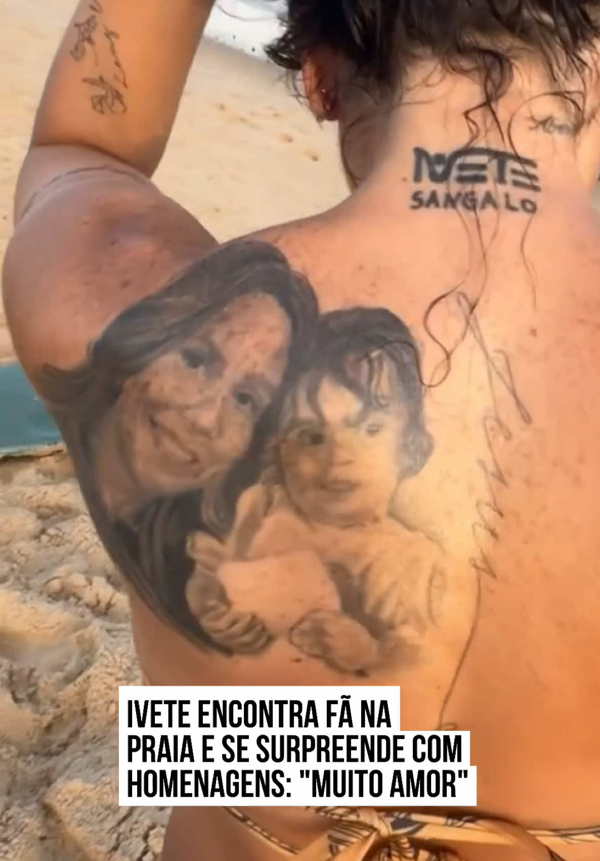 😮 A cantora #IveteSangalo encontrou uma #fã na praia e se chocou com as homenagens feitas pela mulher. A psico-oncologista Vivian Guardabassio surpreendeu Ivete com as diversas #tatuagens espalhadas pelo corpo que homenageam a artista baiana. É muito amor! #EntretêNews