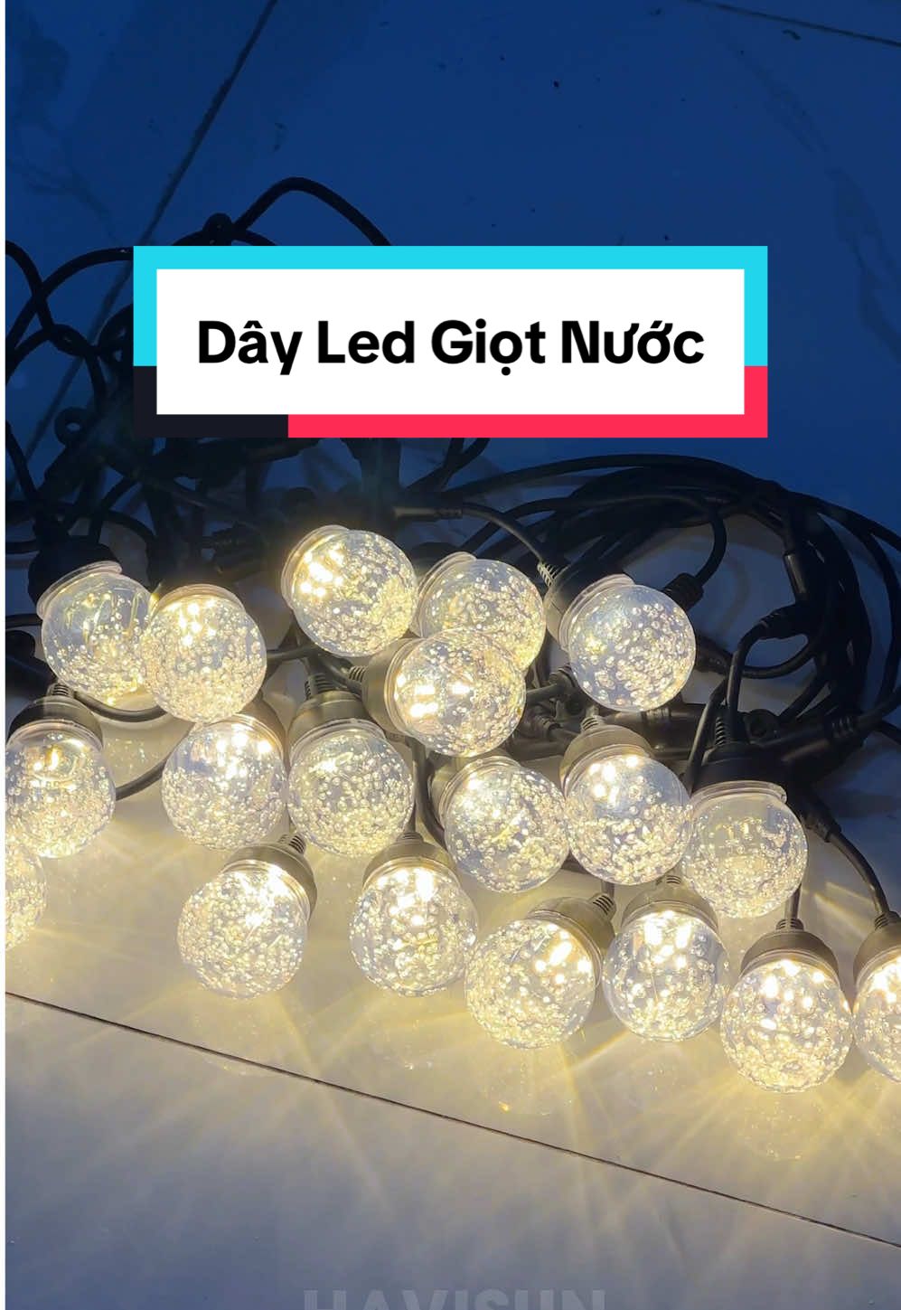 Dây led giọt nước 5m 10 bóng chống nước, trang trí quán ăn nhà hàng siêu xinh. #led #denled #dayled #dayledtrangtri #chongnuoc #ledlights #decor #havisun 