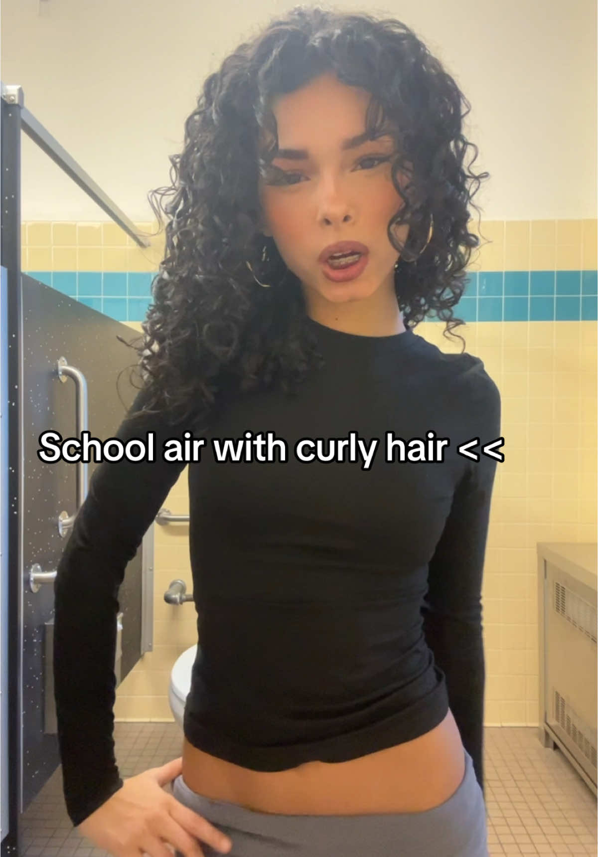 It’s way worse #nyc #curl #school #makeup #gold #curlyhair #curlycut #hair #outfit #model #curlyhairroutine #fashion #makeuptutorial #schoolair #dance #kalogerassisters 