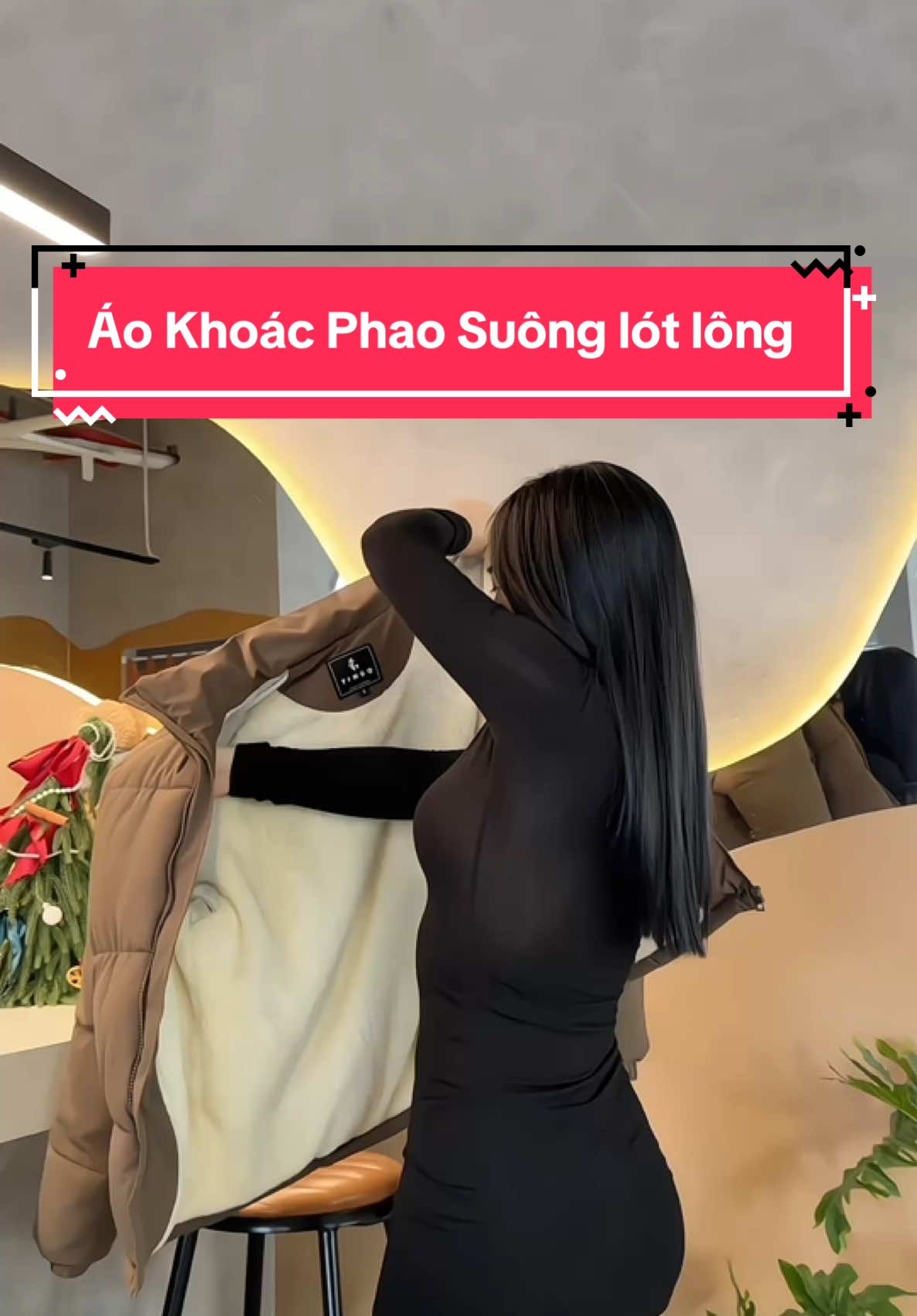 Áo Khoác Phao Suông lót lông