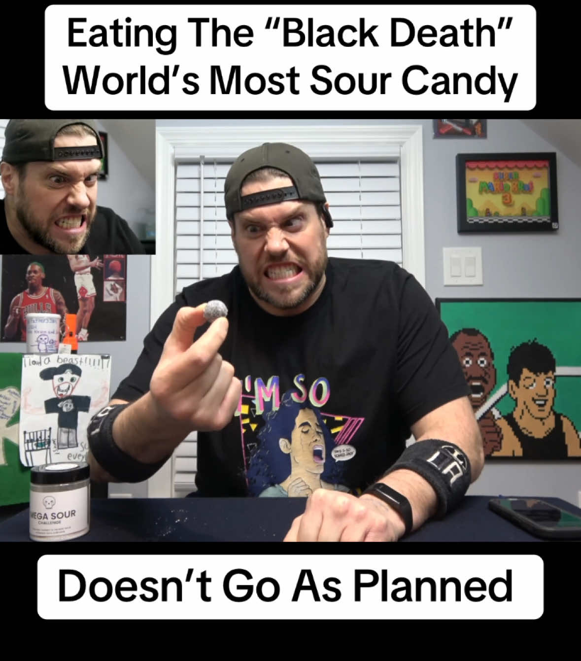 It says that no #child under #8 years old should do the #mega #sour #challenge. In my opinion, no #human should try and consume the #black #death worlds most #sour #candy. It will make grown #men #cry. #crazy #RealLABeast #fyp #labeast #science #burn #malicacid #citricacid #sourface #lemon 