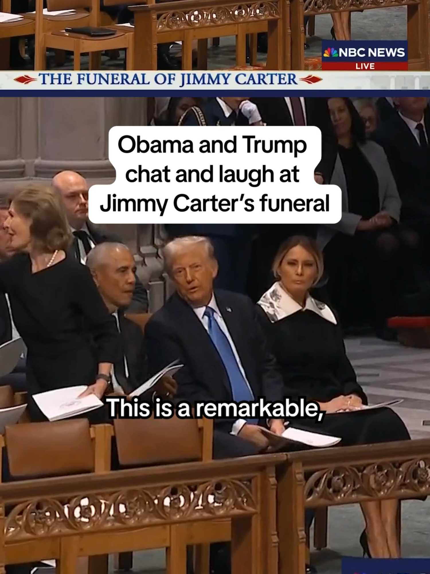 Former President #Obama and President-elect #Trump appear to have a lengthy conversation – smiling and laughing – at former President #JimmyCarter’s funeral in #DC.