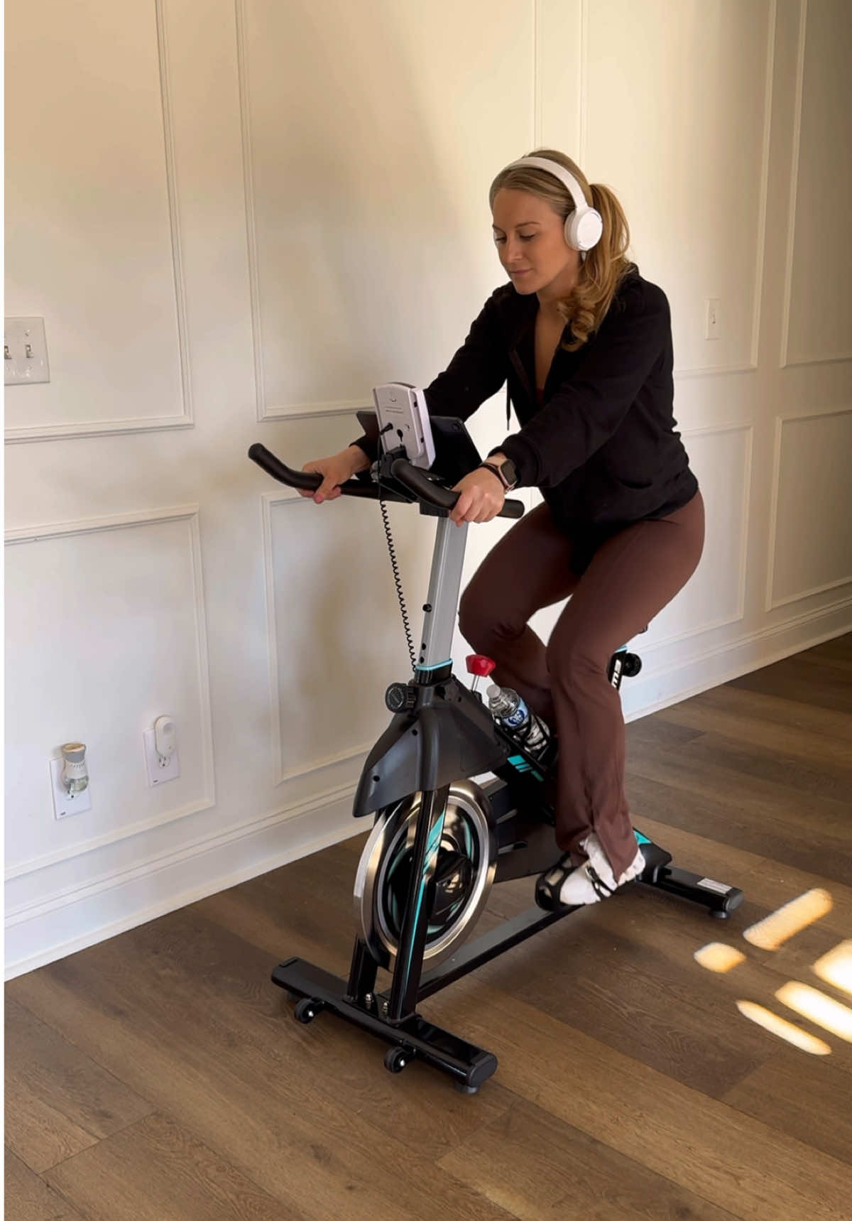 Amazon stationary bike!! This one is such a good price and perfect for at home workouts! I don’t know if you knew this or not but I actually used to be a spin class instructor lol before I had kids, I worked at a gym and I was the spin class instructor twice a week! It was literally so much fun and such a good workout. I’ve been wanting a spin bike for at home for a while now for and I finally got one!!  After just a few minutes my heart rate was up and my legs were burning! You can adjust the seat, the handlebars, and you can also adjust the tension. It also has a spot to hold a tablet or a phone. 😍😍😍 #homefinds #homeworkout #spinbike #amazonhomefinds #exerciseathome #homeworkout #homegym #stationarybike #peloton #indoorcycling 