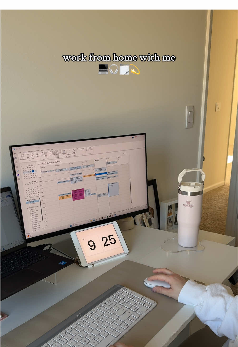 happy Friday Eve!! can’t decide if this week is going by too slow or not 😅 #work #fulltimejob #morningroutine #morningdiaries #workfromhome #wfh #wfhwithme #cometoworkwithme #workwithme #remotework #worklifebalance #homeoffice @lululemon @Stanley Brand @Logitech @apple 
