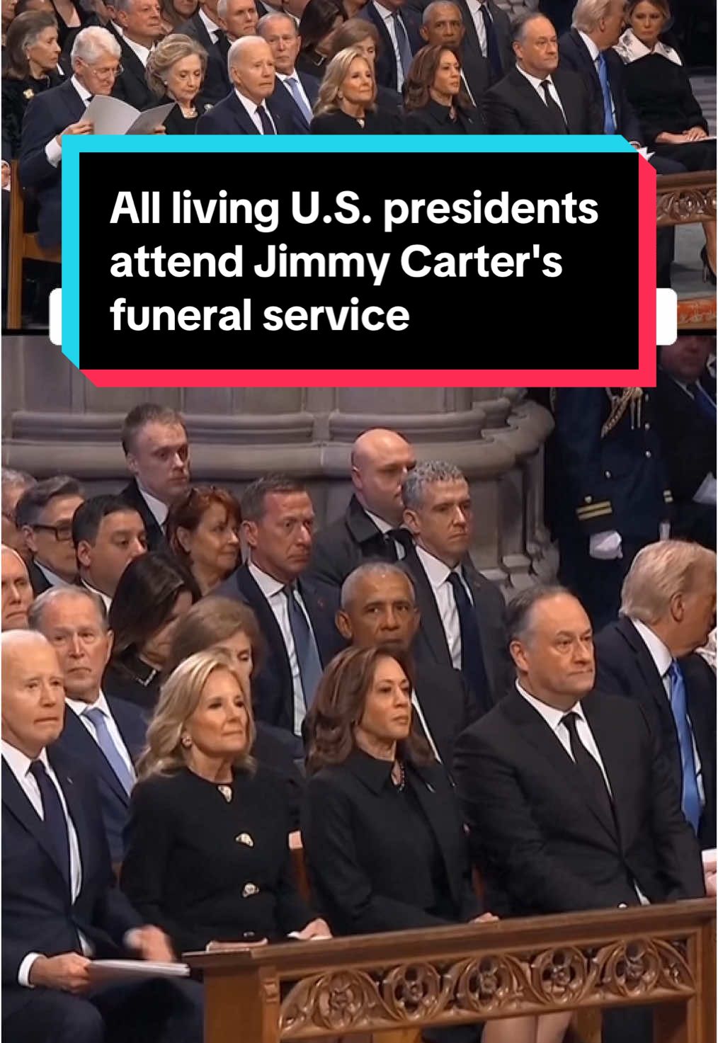 All five current and former living presidents made a rare simultaneous appearance to honor the life of former President Jimmy Carter with a funeral service at the National Cathedral on Thursday. #dc #washingtondc #jimmycarter #trump #biden #obama 