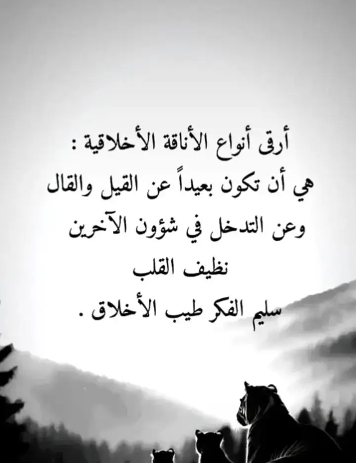 #أرقى أنواع الأ ناقة الأ خلاقية هي أن تكون بعيداً عن القيل والقال وعن التدخل في شؤون الآخرين نظيف القلب سليم الفكر طيب الأخلاق#