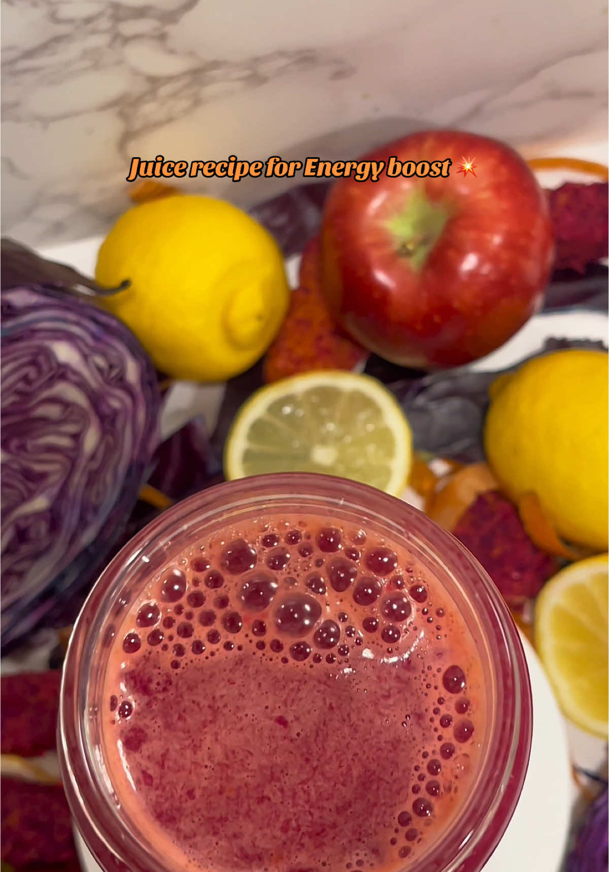 Energy boosting juice recipe 💥 Recipe  - Red cabbage  - Apple  - Carrot  - Lemon  - Water (optional, for blending) Benefit: This juice recipe is packed with antioxidants, vitamins, and natural detoxifiers that help boost your energy, improve digestion, and support clear, healthy skin. #juicing #juicingforhealth #asmr #satisfyingvideo 