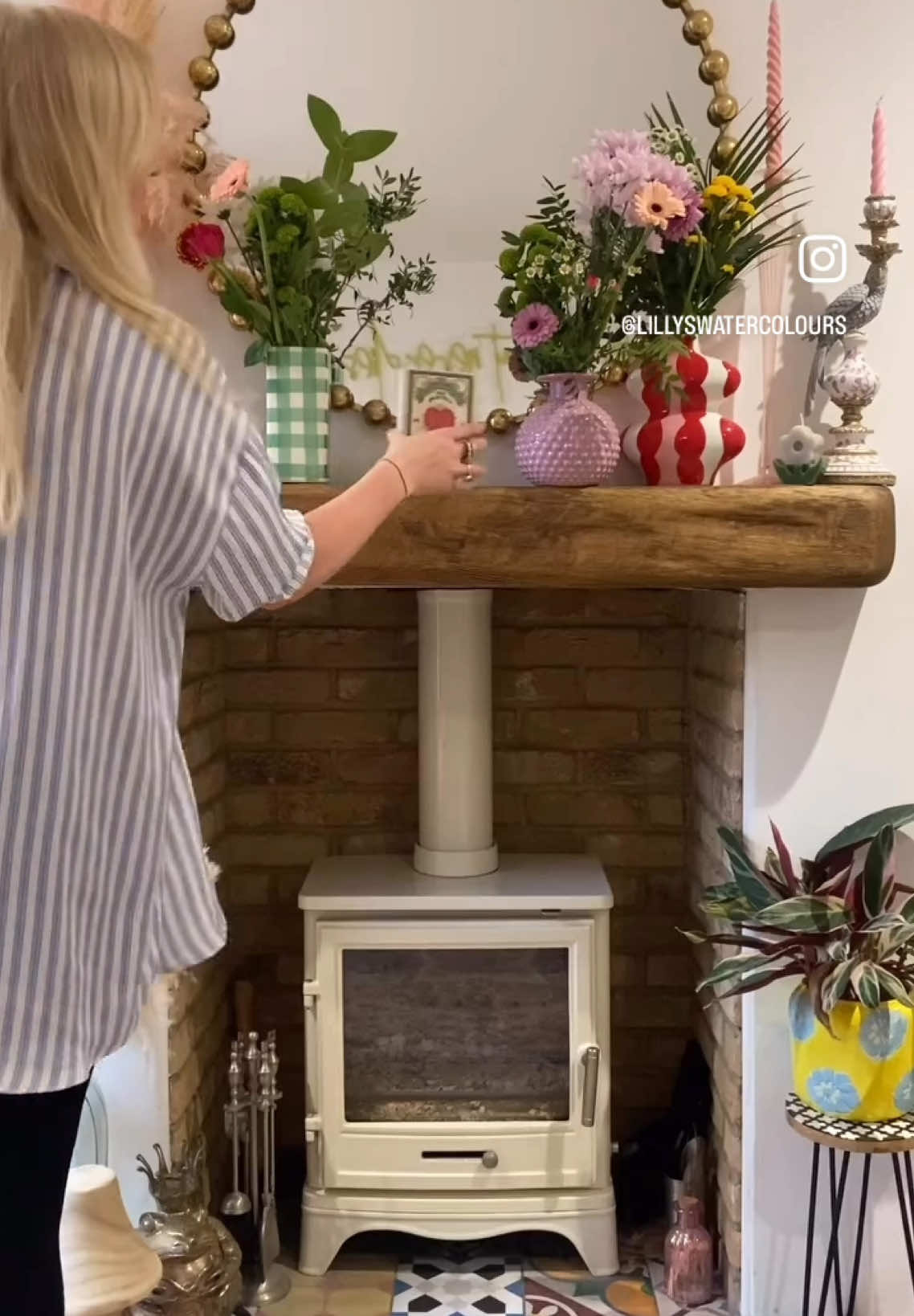 When you literally worry about everything! This is be doing what I love and that is decorating the fireplace with colourful details in our little cottage ! #cottage #decor #fireplace #styling #pretty #cottagecoreaesthetic #CleanTok #tidyhome #colourfulhome 