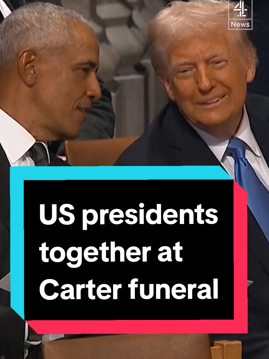 Jimmy Carter was US president from 1977-1981.  He died in December aged 100 and, at his funeral, all five living presidents gathered to pay their respects.  #USA #PresidentTrump #CarterFuneral #PresidentObama #PresidentBush #PresidentClinton #KamalaHarris #C4News #Channel4News