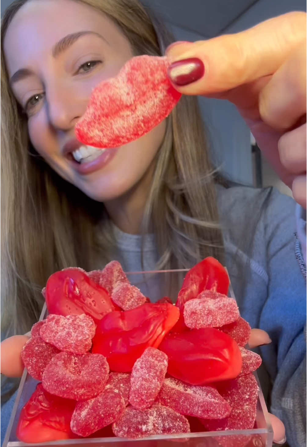 JUICY, fun, and made for content moments: Ruby Bond 💋♥️ Link in bio 🔗 Shop holiday - JUICY 🍒🍓 #rubybond #candy #tastetest #takeabitewithme #candytok #gummycandy #sourlips #candylips #gummycandy #valentinesdaycandy 