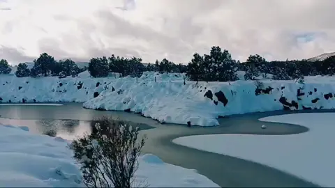 “Tundra” en Temósachi ❄️  Espectacular paisaje se mostró en Temósachi, Chihuahua tras una intensa nevada a raíz de la Segunda Tormenta Invernal; incluso, parte del lago del lugar se congeló. #noticias #Chihuahua #mexico #nieve #snow #tundra 