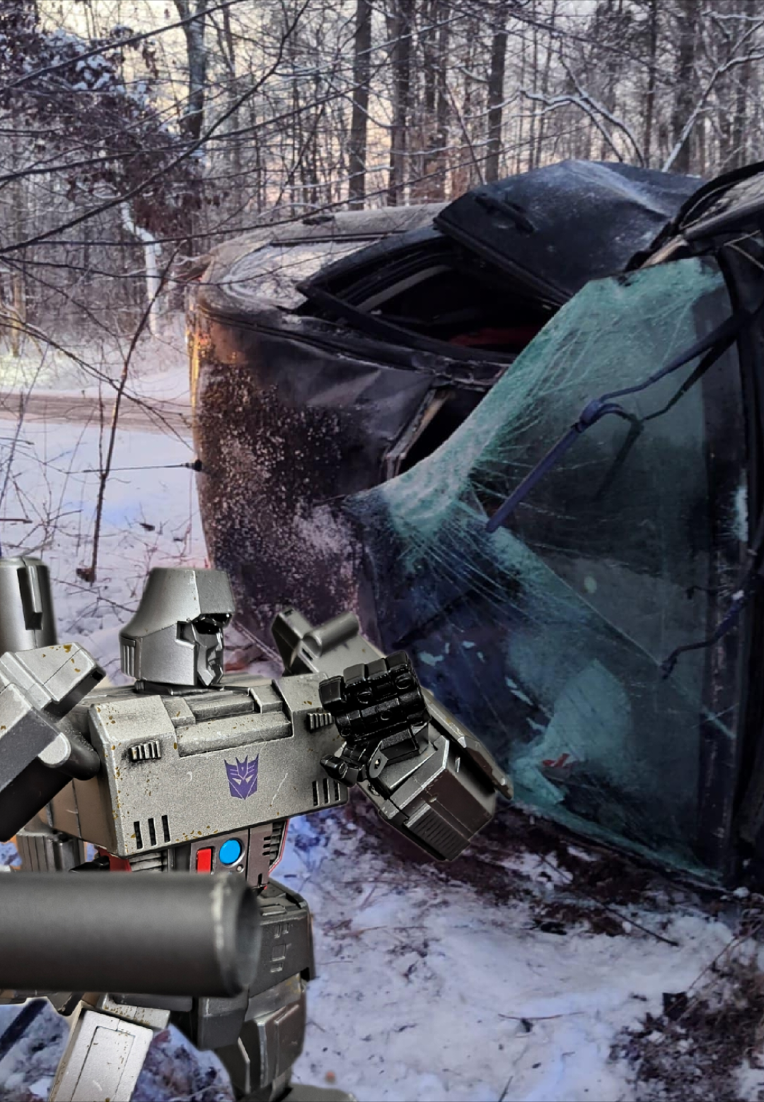 some pictures of the crash. Hasbrooo!! Give me an official Transformers sponsorship vehicle... and my life... is yours... and I'll forget about Reactivate...#drivesafe #transformers #imokay #foryoupageofficiall 