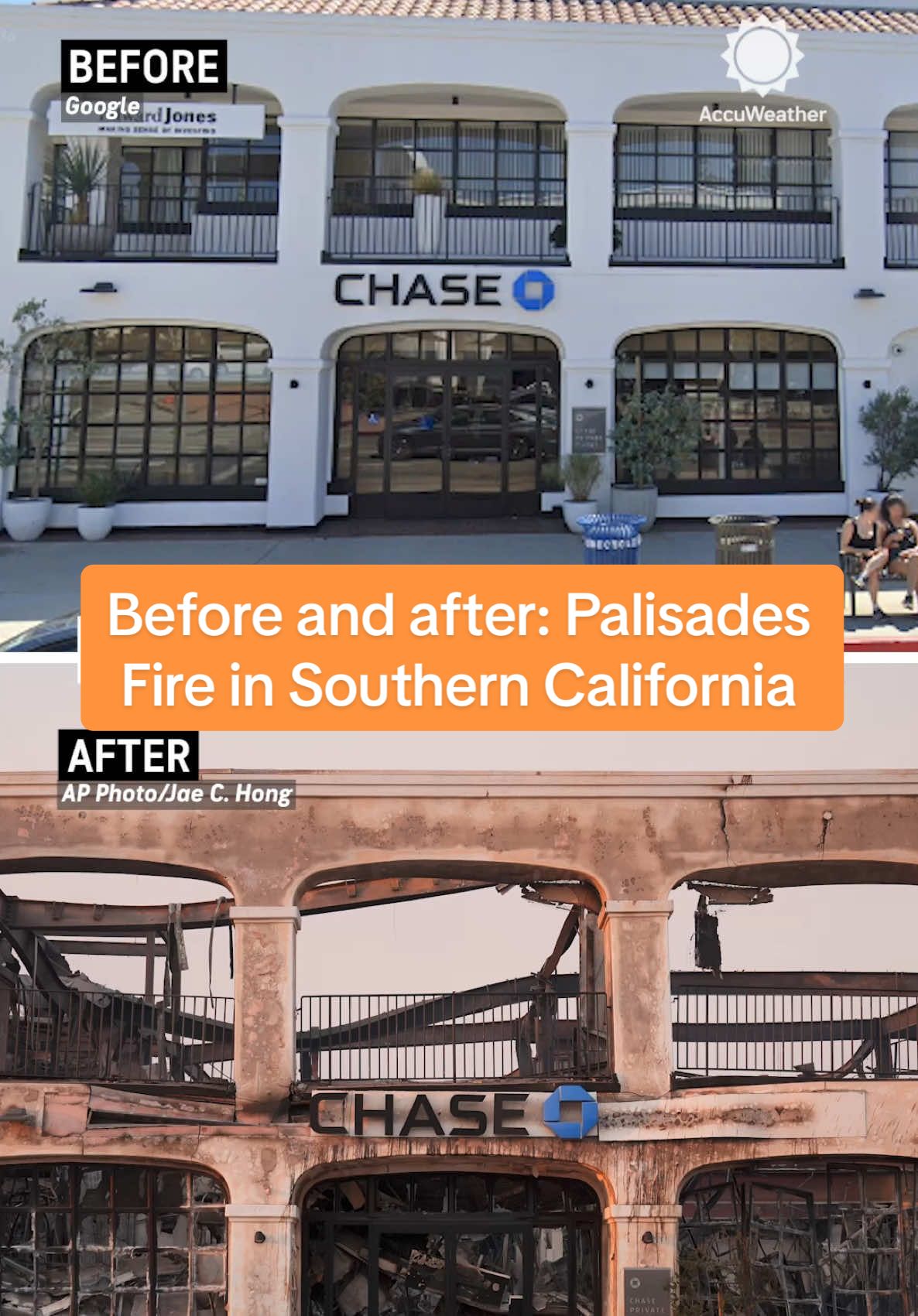 Before and after photos capture the devastation of the wind-driven Palisades Fire in Southern California.⁣ ⁣ #palisadesfire #beforeandafter #aftermath #wildfire #news #socal #losangeles #usnews #accuweather 