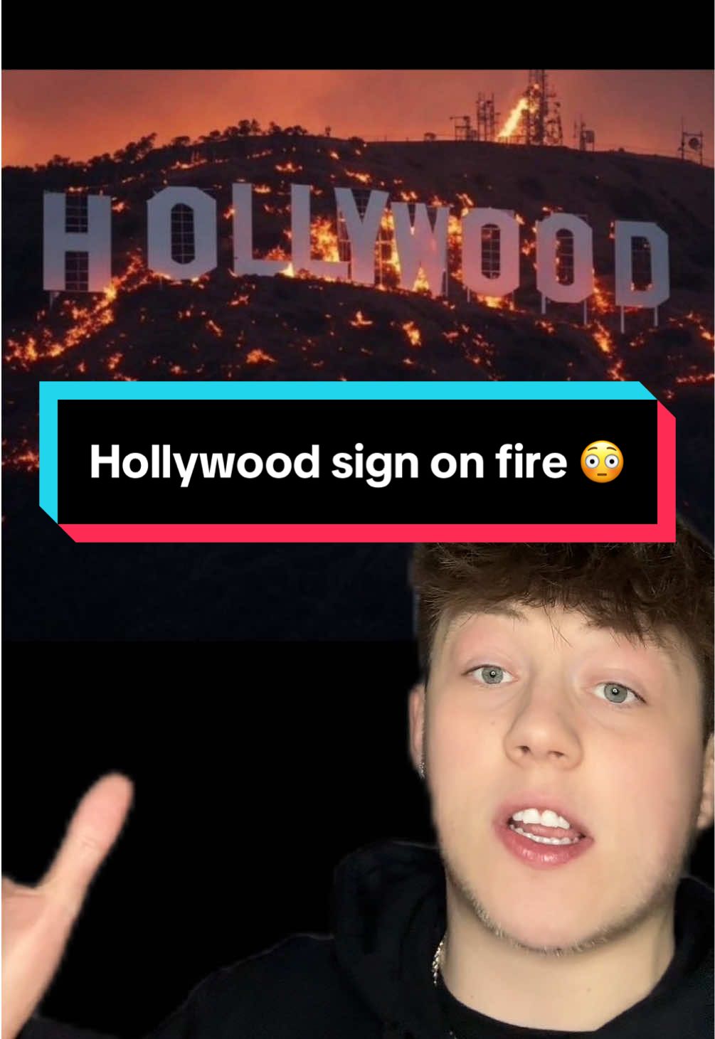 The Hollywood sign on fire? 😳 #losangeles #wildfire #wildfires #hollywood #wollywoodsign 