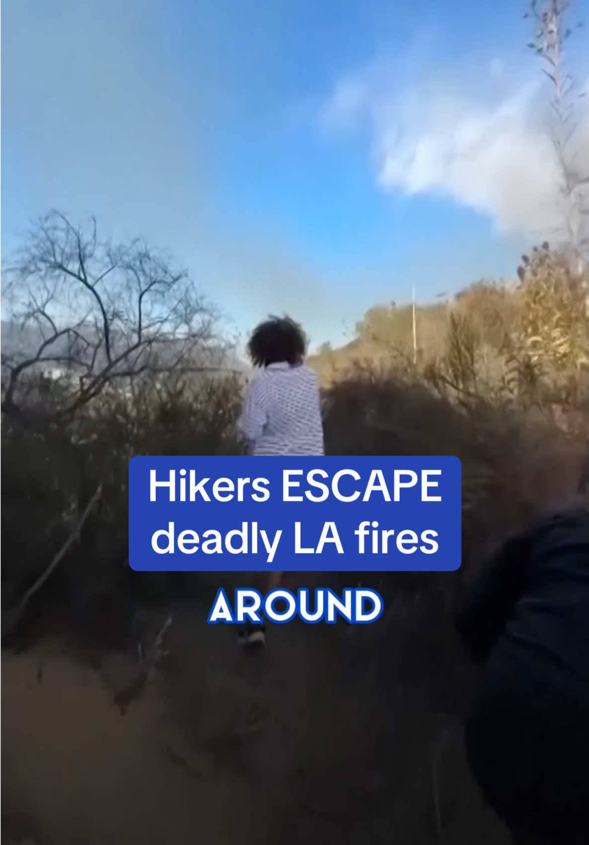 A group of hikers in California was caught off guard by smoke and flames from deadly wildfires on Tuesday while walking along a hillside to meditate. The video they took shows them running away from the fire. By Wednesday afternoon, the wildfires in Los Angeles were still mostly out of control. At least five people have been reported dead, but on Thursday, officials said, ‘Frankly, we don’t know’ how many have died. Nearly 180,000 people have been ordered to evacuate. The Palisades Fire — burning between Malibu and Santa Monica — is reportedly the worst wildfire ever to hit Los Angeles County.  This is a developing story. Read more at DailyMail.com. 🎥 AP/Kai Cranmore #news #califronia #Hiking #la #fires 