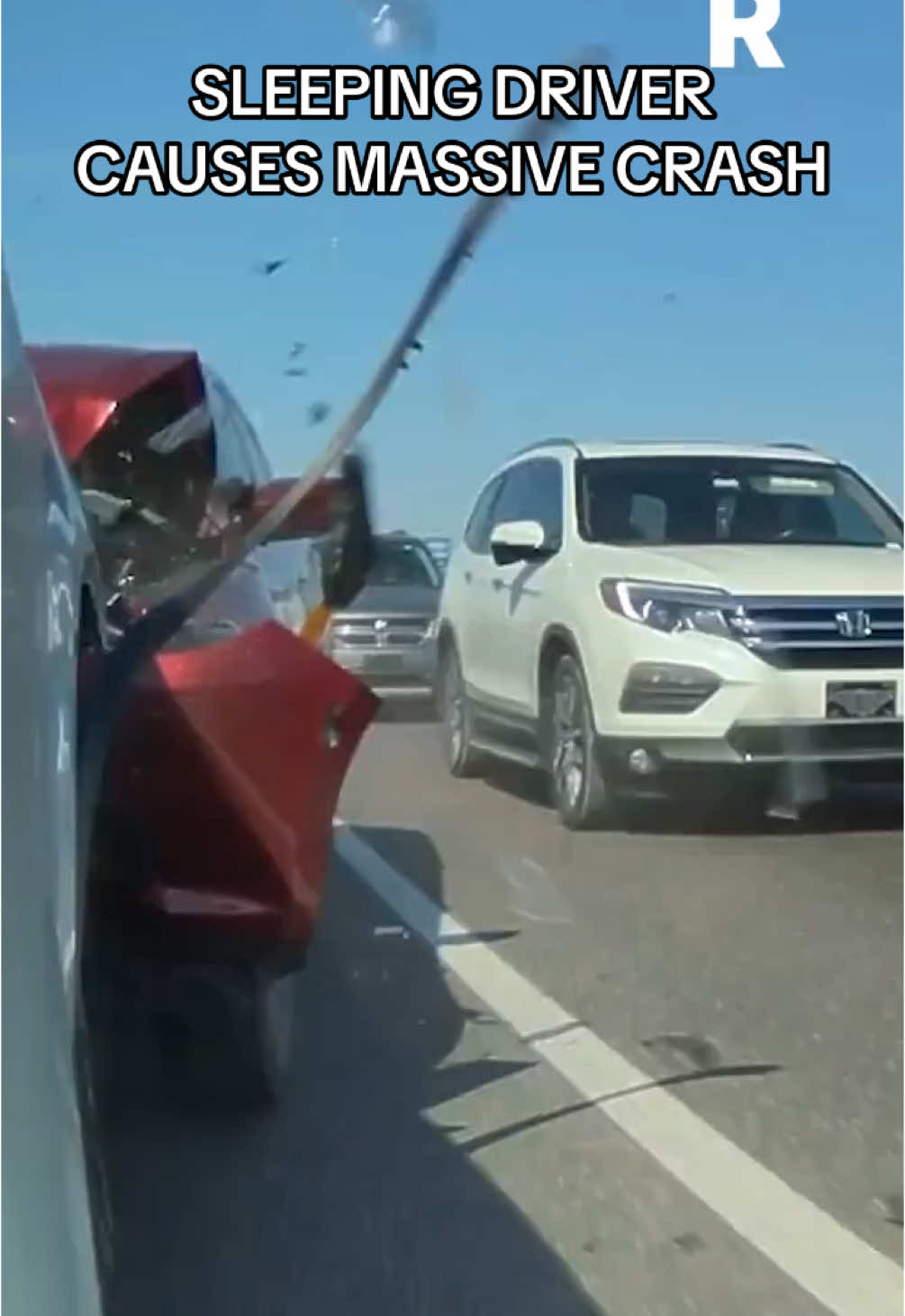 SLEEPING DRIVER CAUSES MASSIVE CRASH #crash#caughtoncamera#dashcam#gonewrong#massive#baddrivers#foryoupage#entertainment#whambaamteslacam#fypage#fy