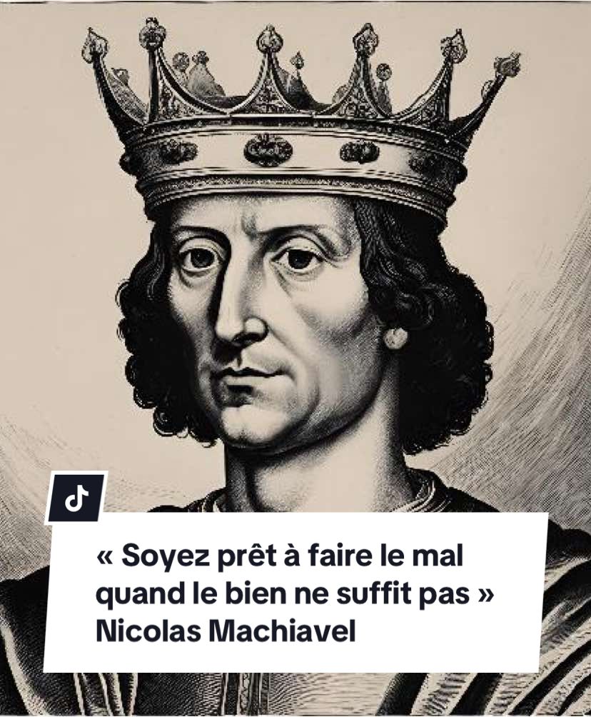 « Soyez prêt à faire le mal quand le bien ne suffit pas » Nicolas Machiavel  #stratégie #contrôle #philosophy #historique 