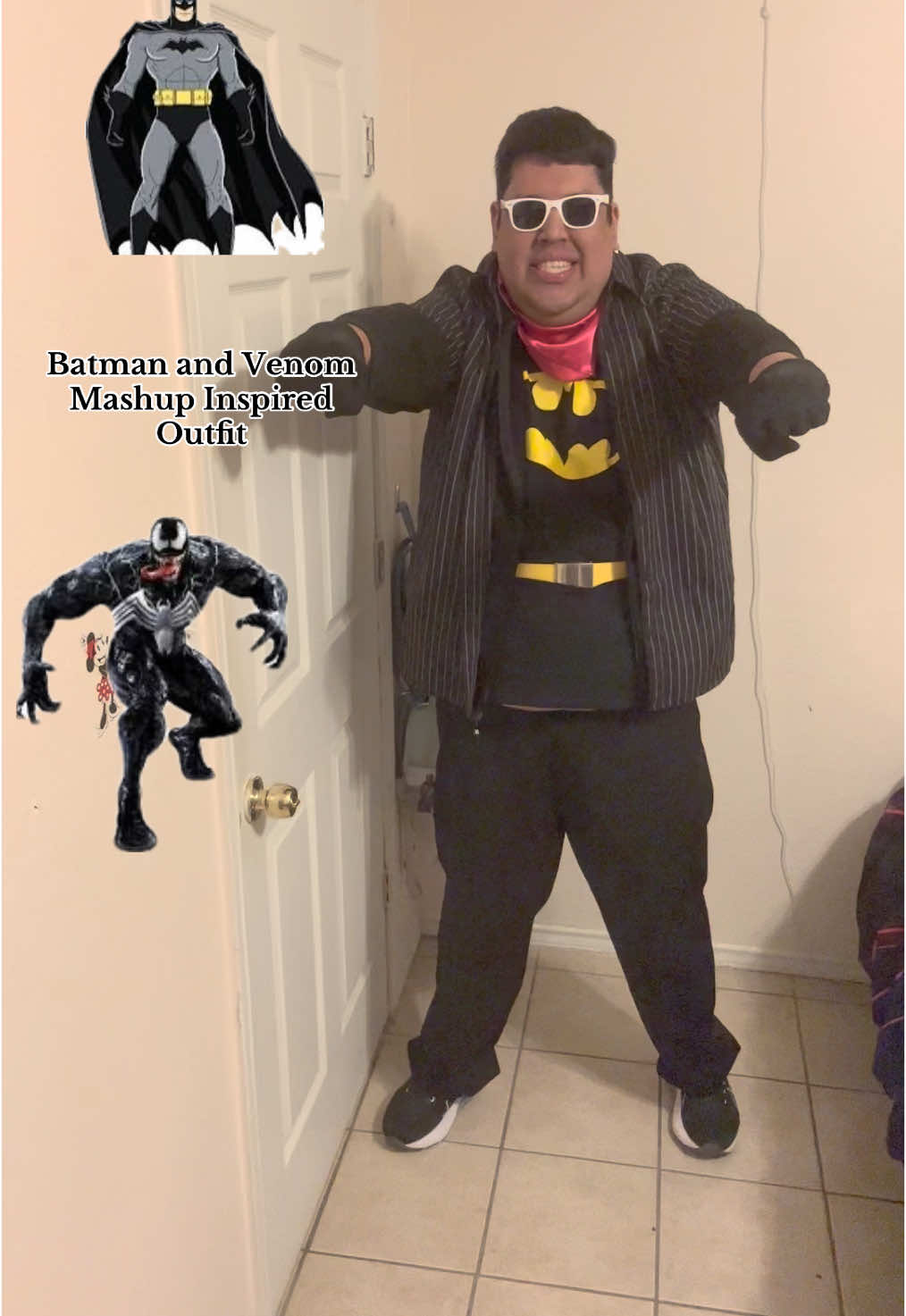 My first attempt of a Batman and Venom mashup inspired outfit 🖤💛🤍🖤💛🦇🦇🤪🦸 #batman #brucewayne #dc #dccomics #dcuniverse #superhero #venom #marvel #marvelstudios #marveluniverse #mashup #cospaly #cosplayer #fashion #cosplaying #fashion #crossovers 