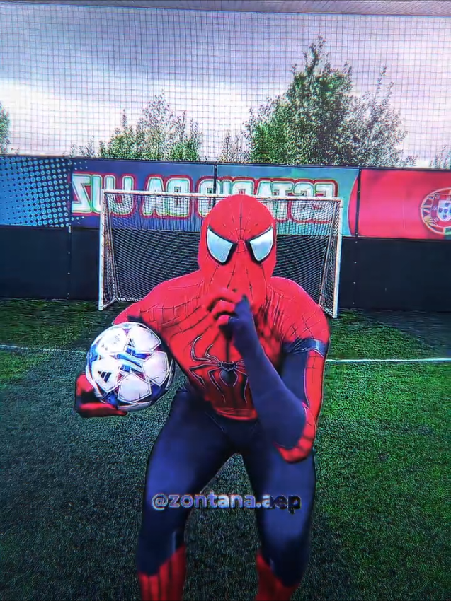 When Spider-Man swaps webs for football magic 🕸️⚽✨#spiderman #footballtiktok #skills #viral #zontana_17 