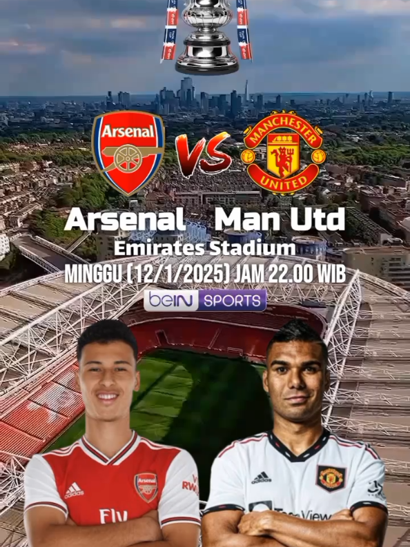 Arsenal vs Manchester United di Piala FA 2024/2025 #facup #arsenal #manchesterunited #football #beinsport #tiktokindonesia #fypviralシ 